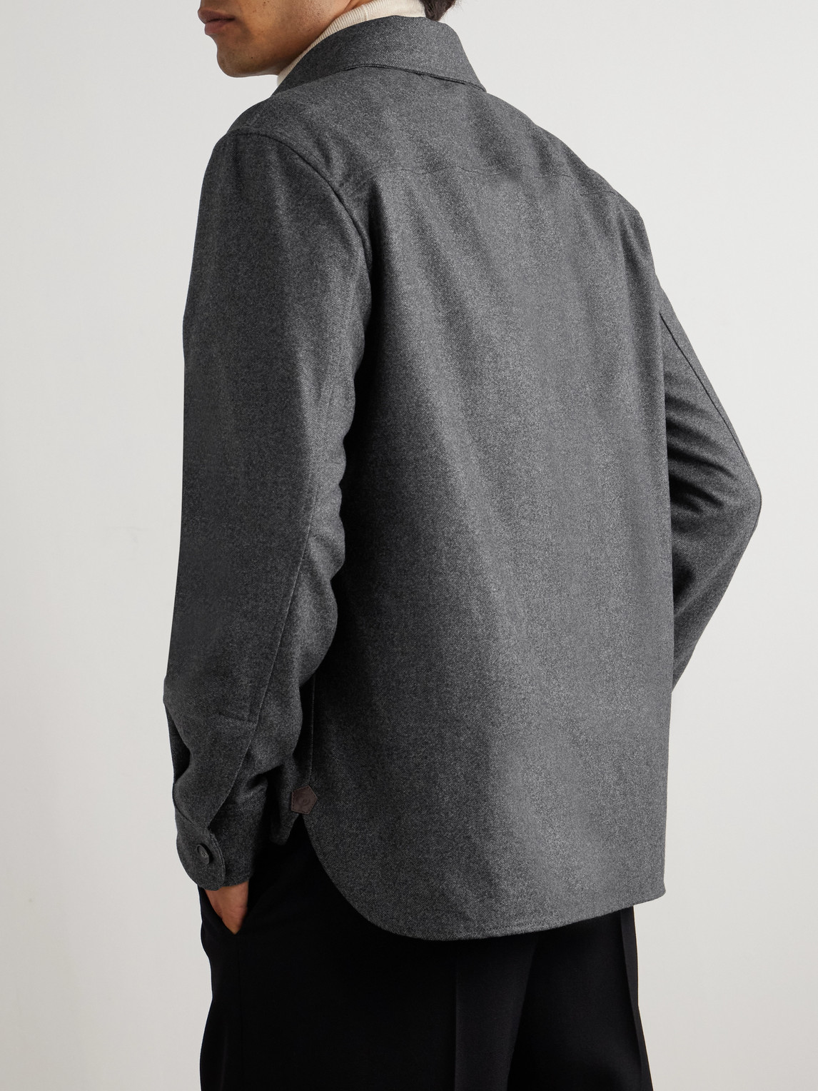 Loro Piana Jim Wish® Flannel Overshirt In Gray