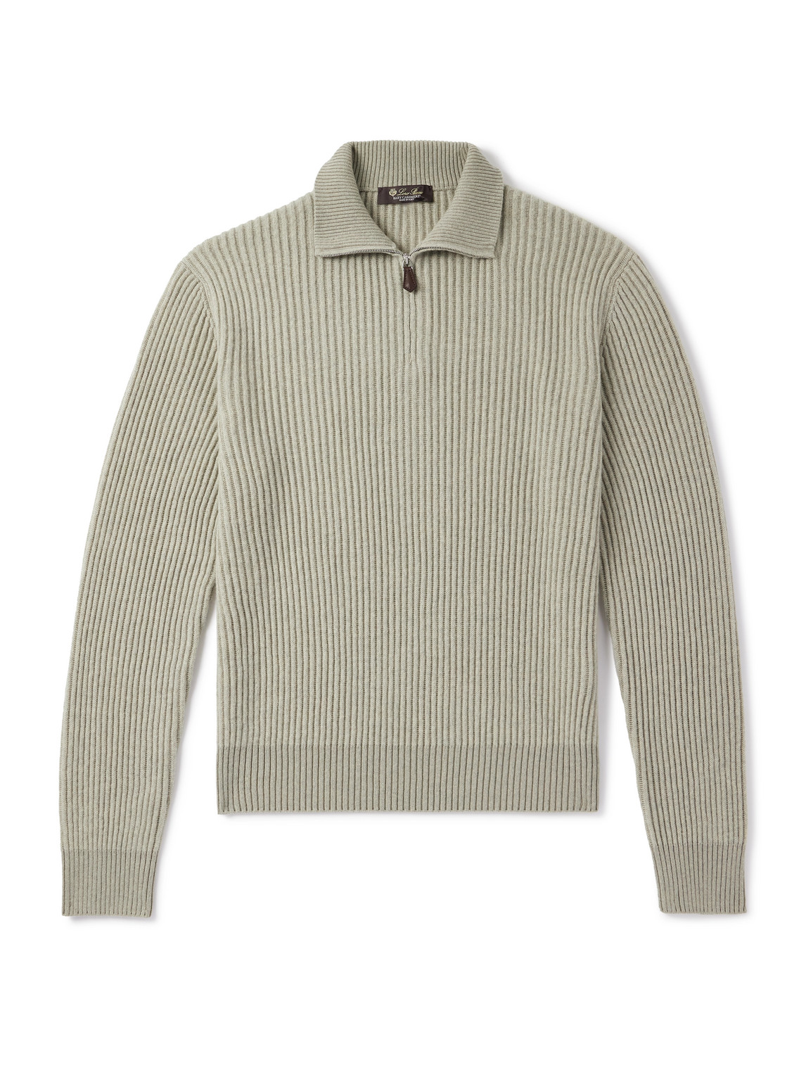 Plane Tree Ribbed Cashmere Half-Zip Sweater