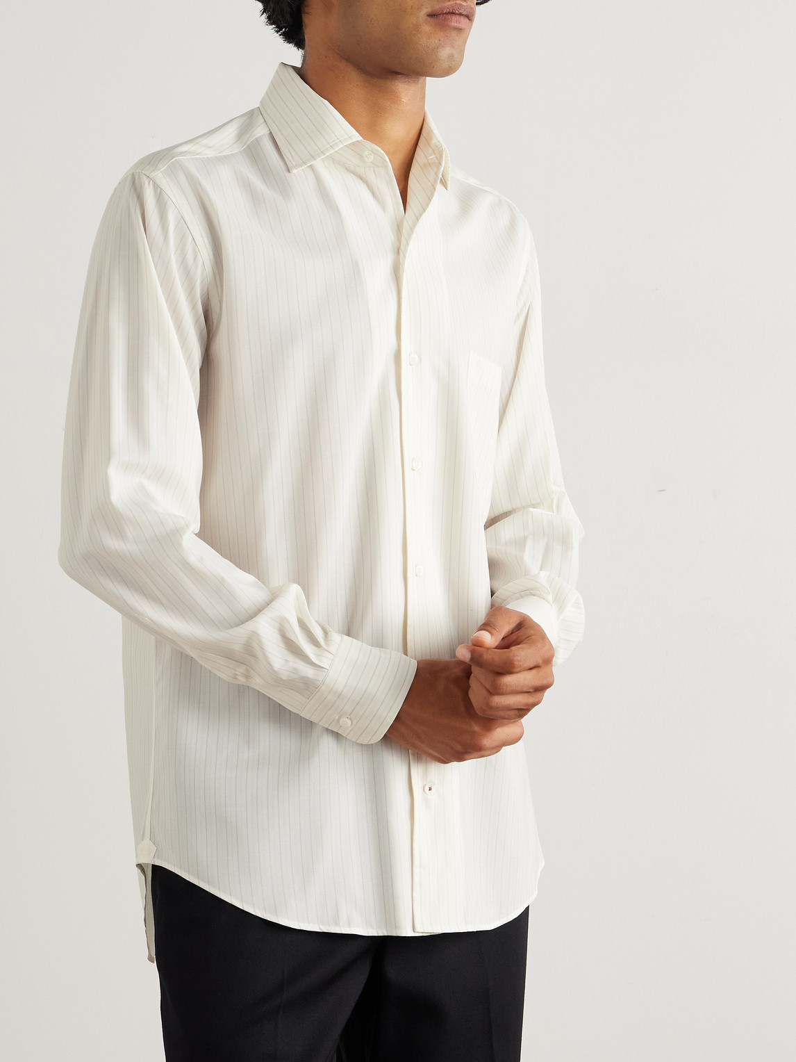 André Striped Wool And Silk-Blend Shirt