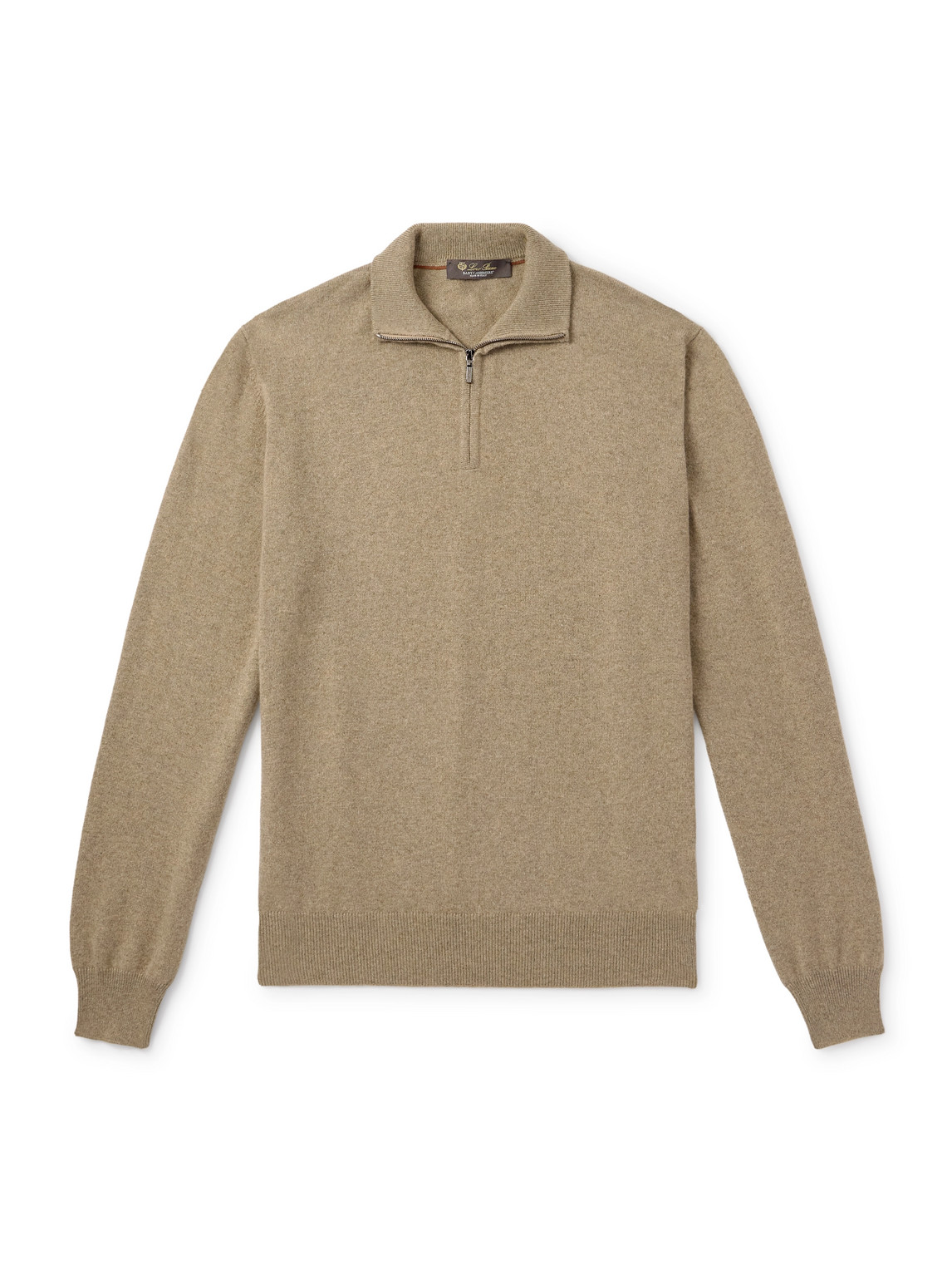 Loro Piana Slim-fit Baby Cashmere Half-zip Sweater In Brown