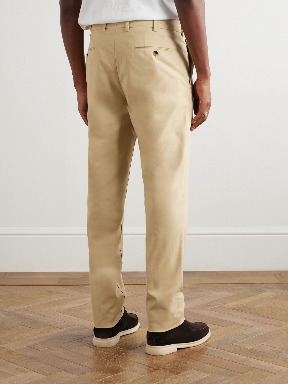 Loro Piana Carlo Hyannis Tapered Cotton-blend Trousers In Neutral