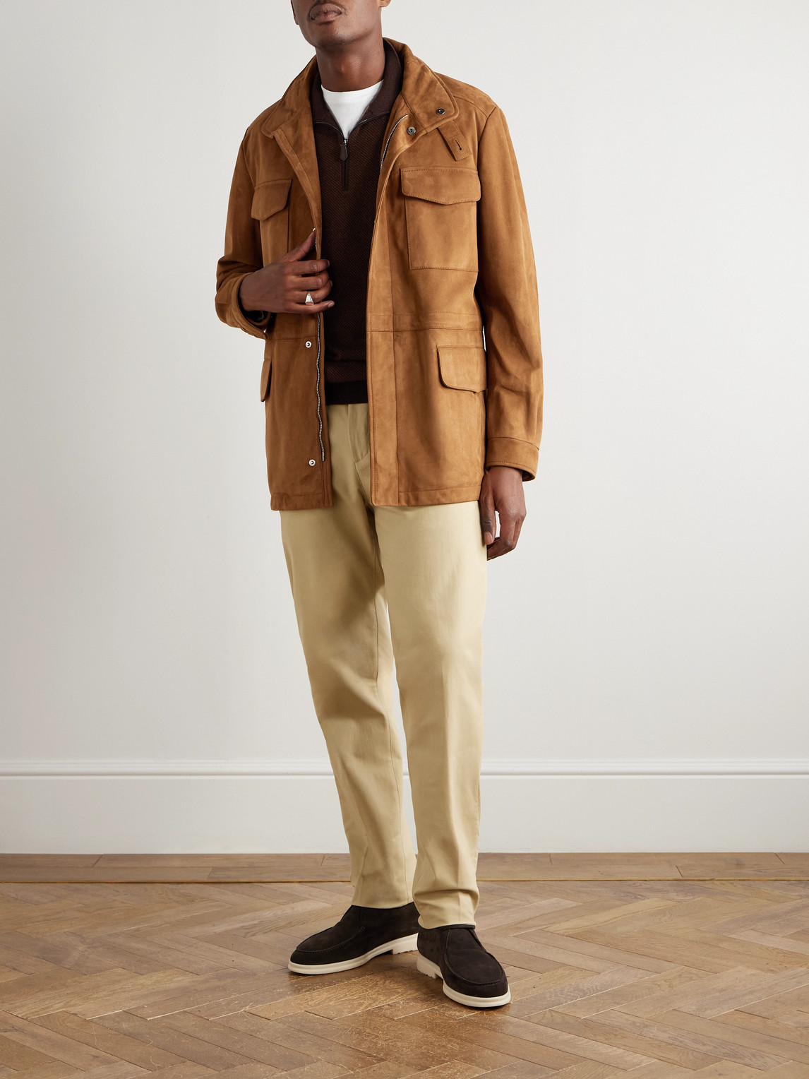 Loro Piana Carlo Hyannis Tapered Cotton-blend Trousers In Neutral
