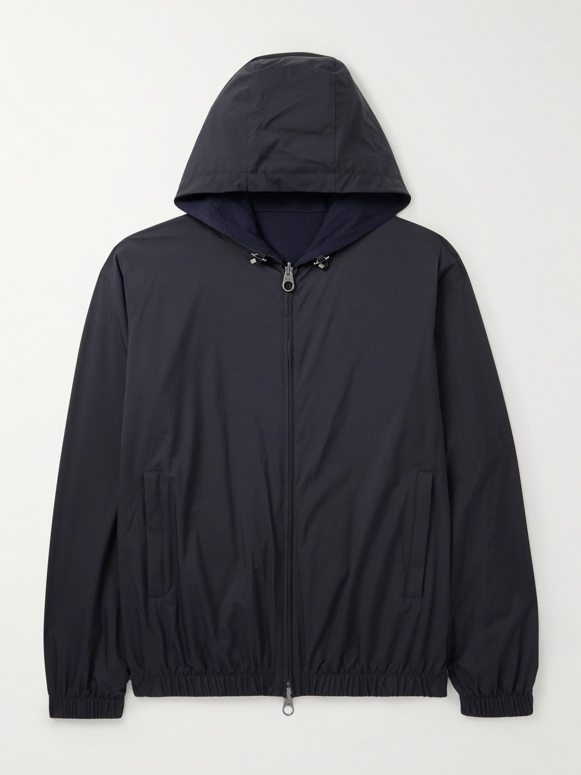 Loro Piana Reversible Storm System® Windmate® Shell And Cashmere Hooded Bomber Jacket In Blue