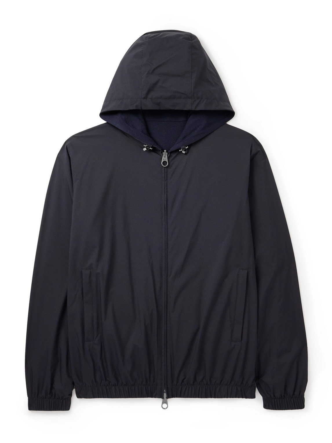 Loro Piana Reversible Storm System® Windmate® Shell And Cashmere Hooded Bomber Jacket In Blue