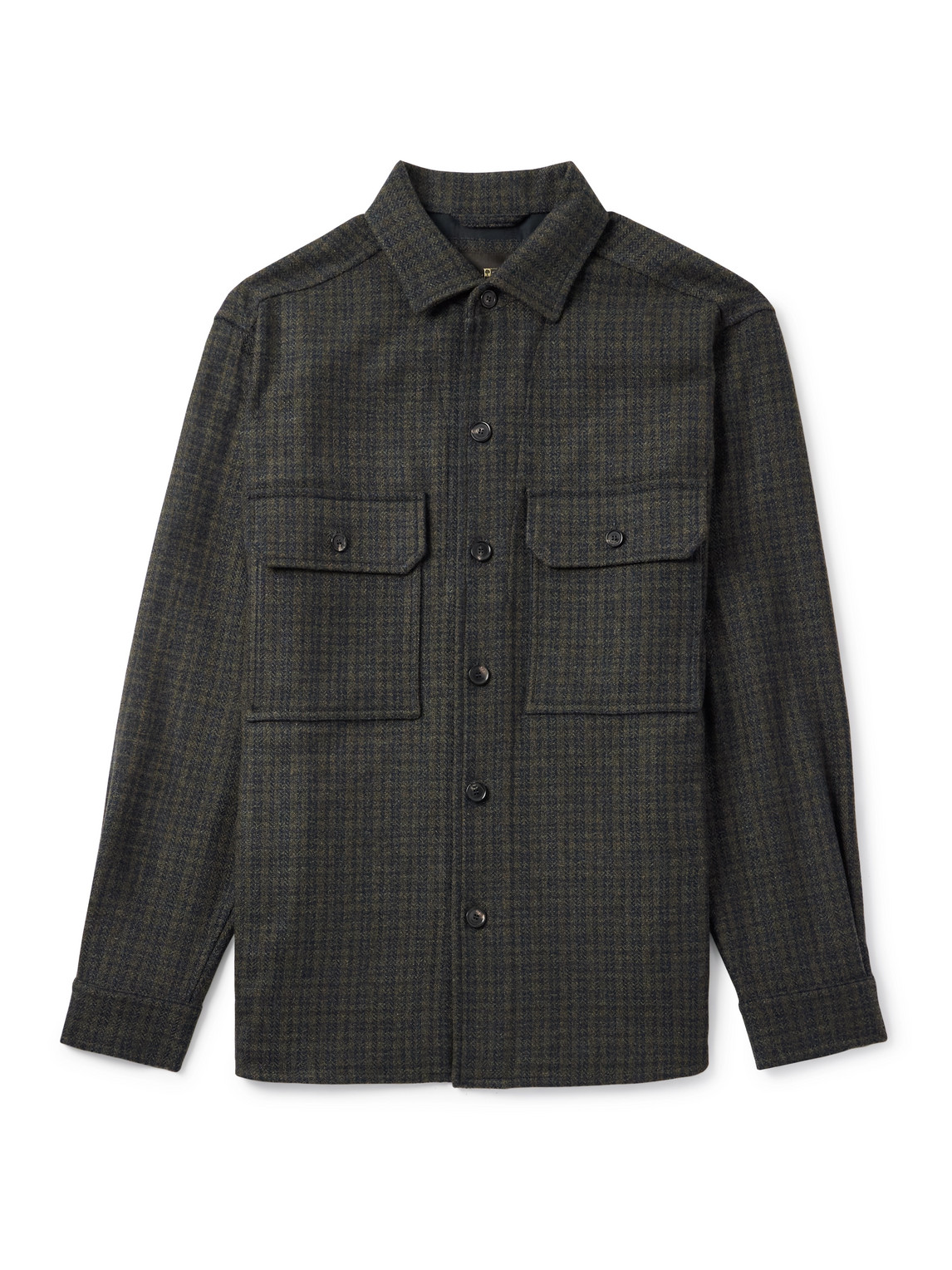 Loro Piana Ambrose Checked Cashmere And Mohair-blend Overshirt In Gray