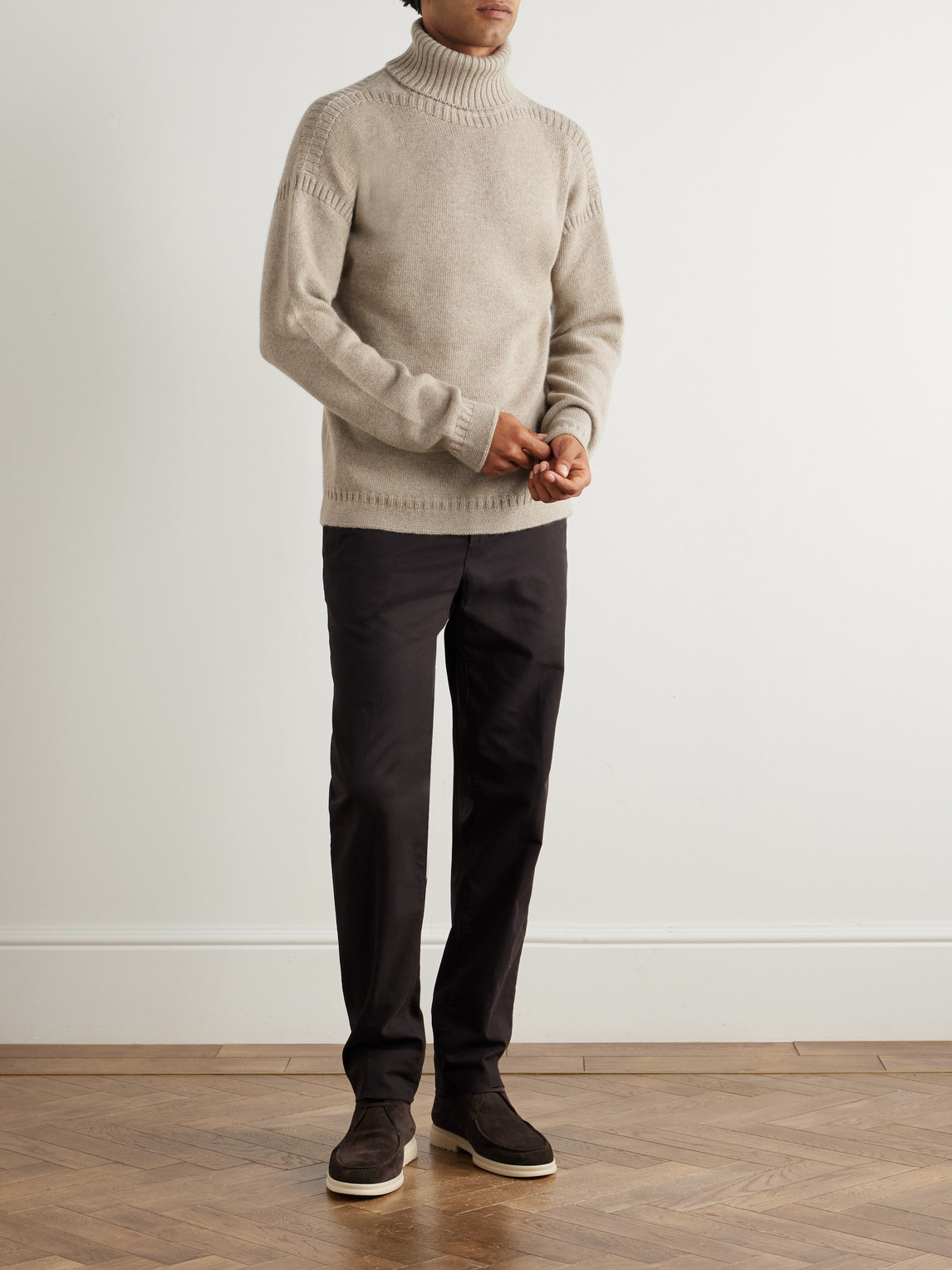 Loro Piana Cashmere Rollneck Sweater In Neutral