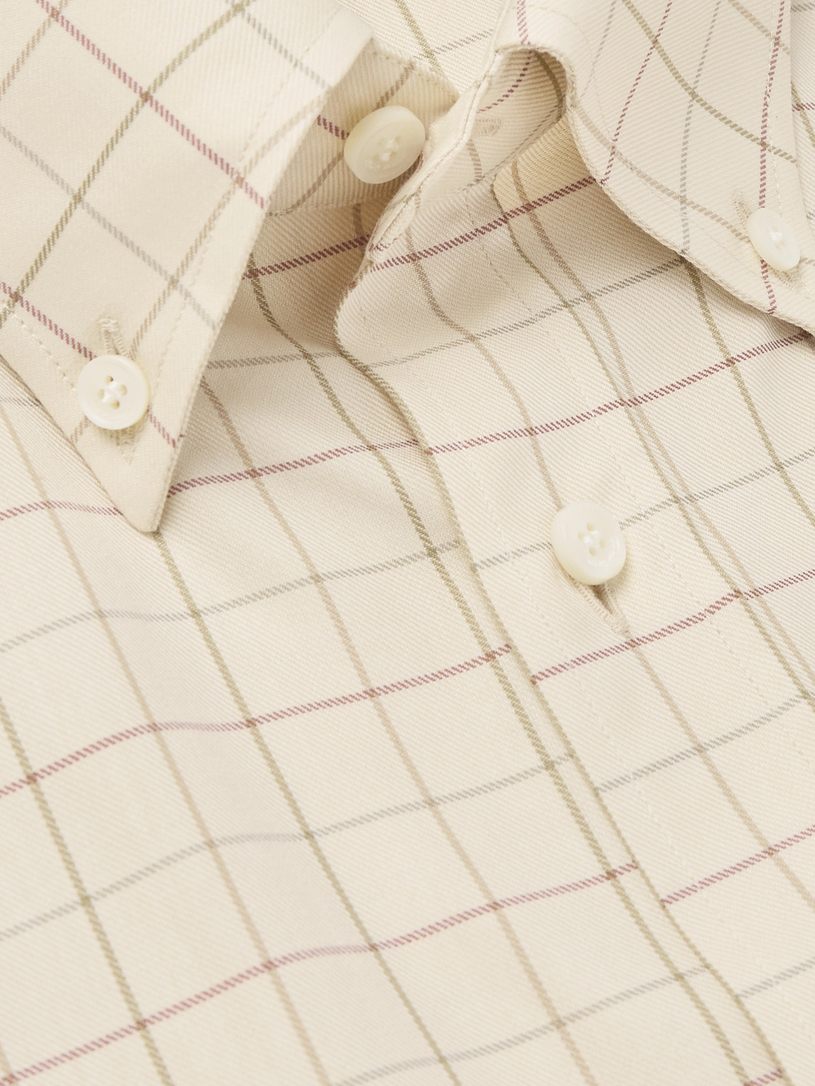 Loro Piana Elia Button Down-collar Checked Cotton Shirt In Neutral