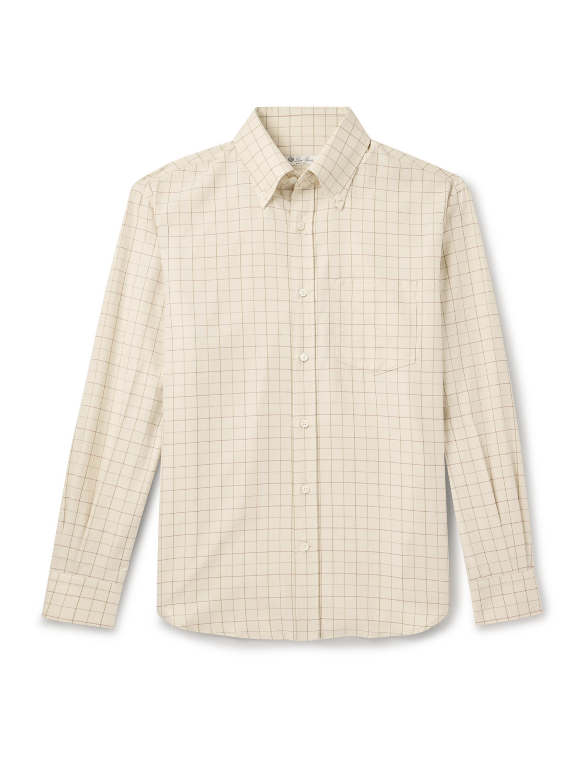 Loro Piana Elia Button Down-collar Checked Cotton Shirt In Neutral