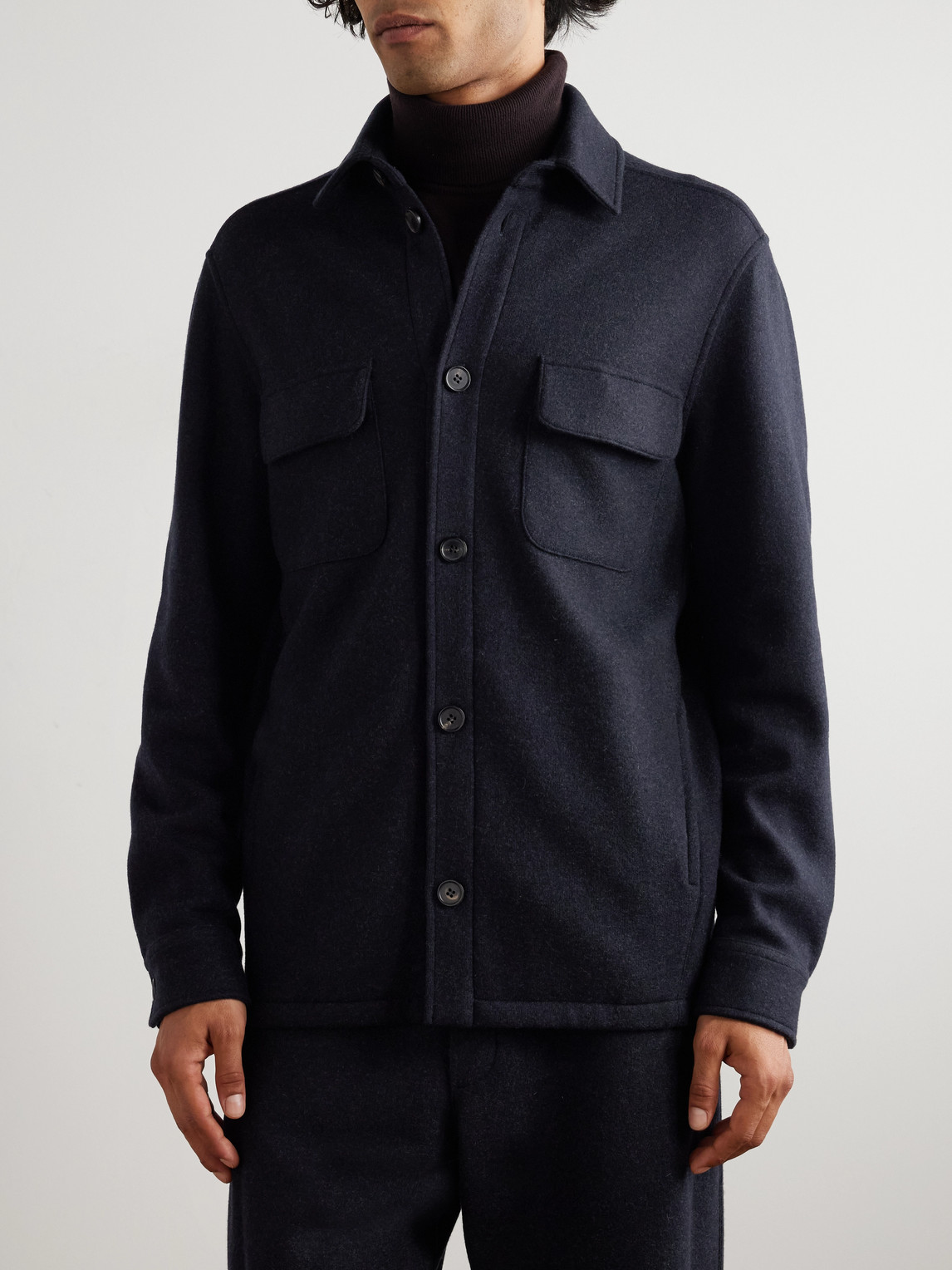 Loro Piana Marco Jersey Novalis Overshirt In Blue