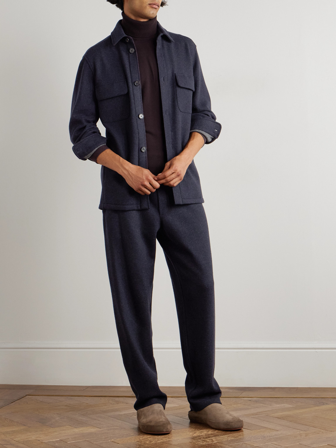 Loro Piana Marco Jersey Novalis Overshirt In Blue