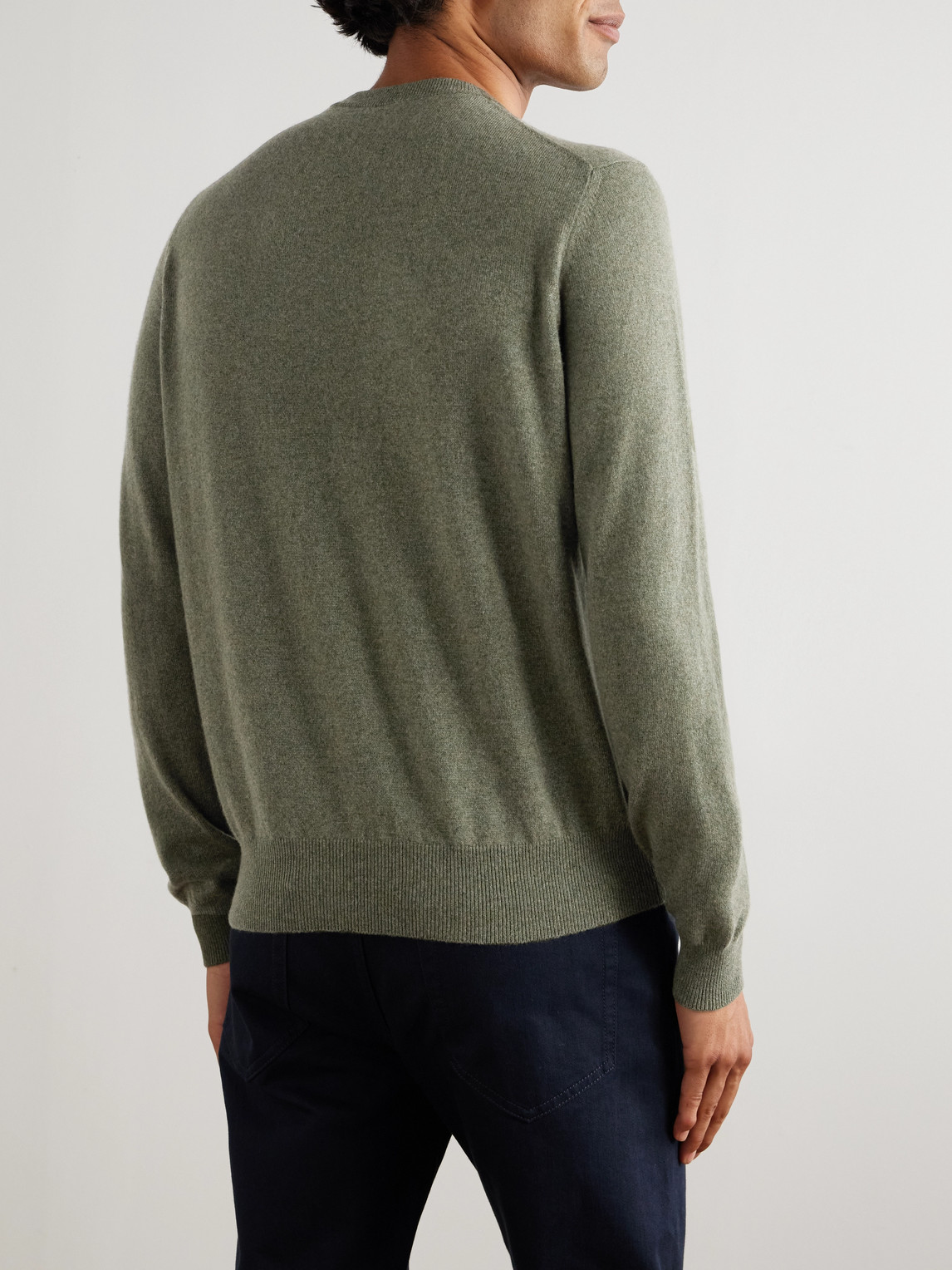 Loro Piana Slim-fit Baby Cashmere Sweater In Green