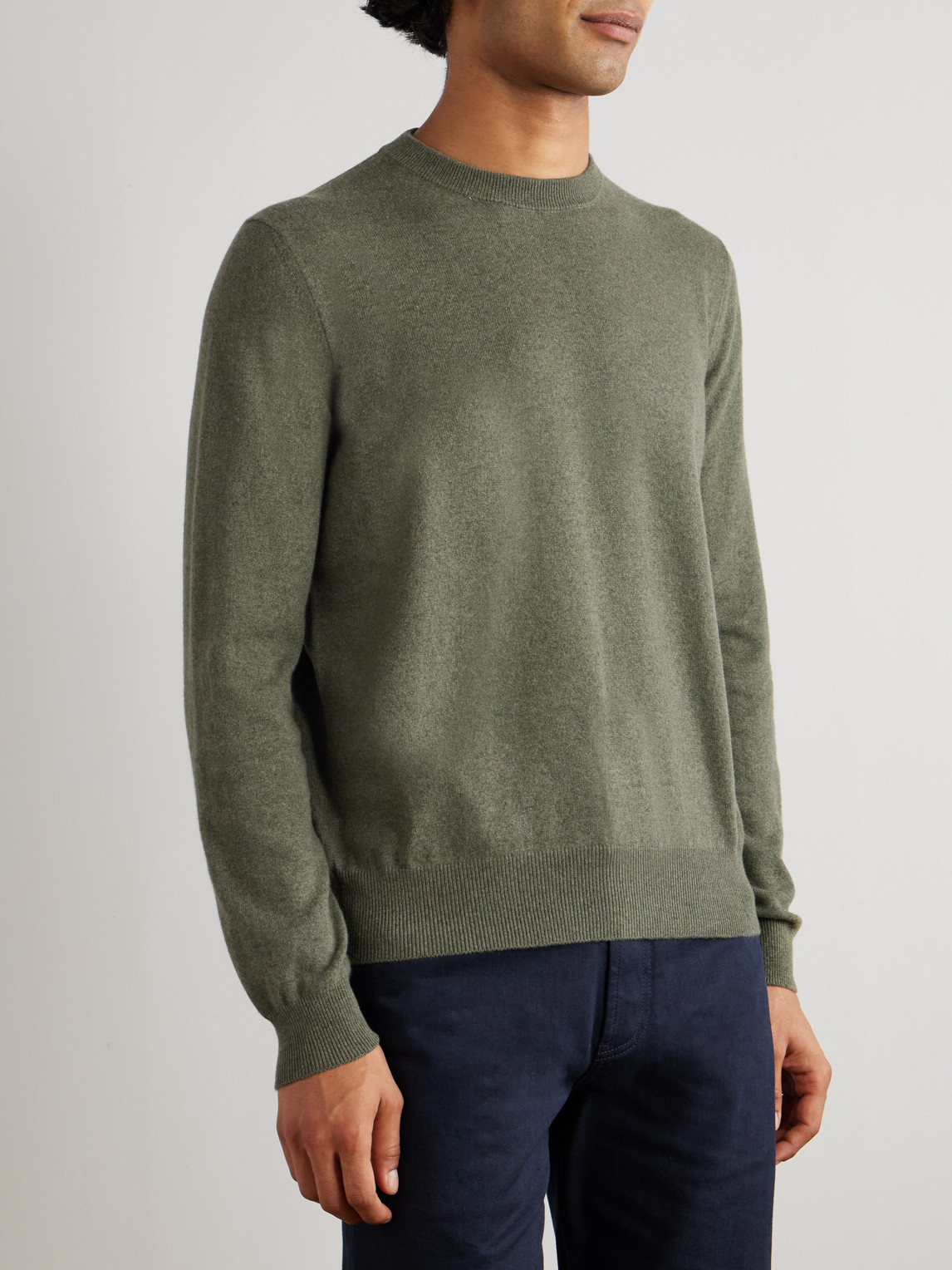 Loro Piana Slim-fit Baby Cashmere Sweater In Green