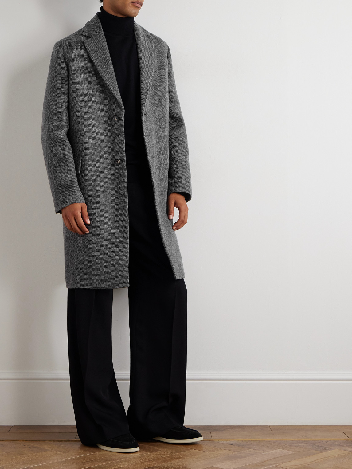 Loro Piana John Cashmere And Linen-blend Coat In Gray