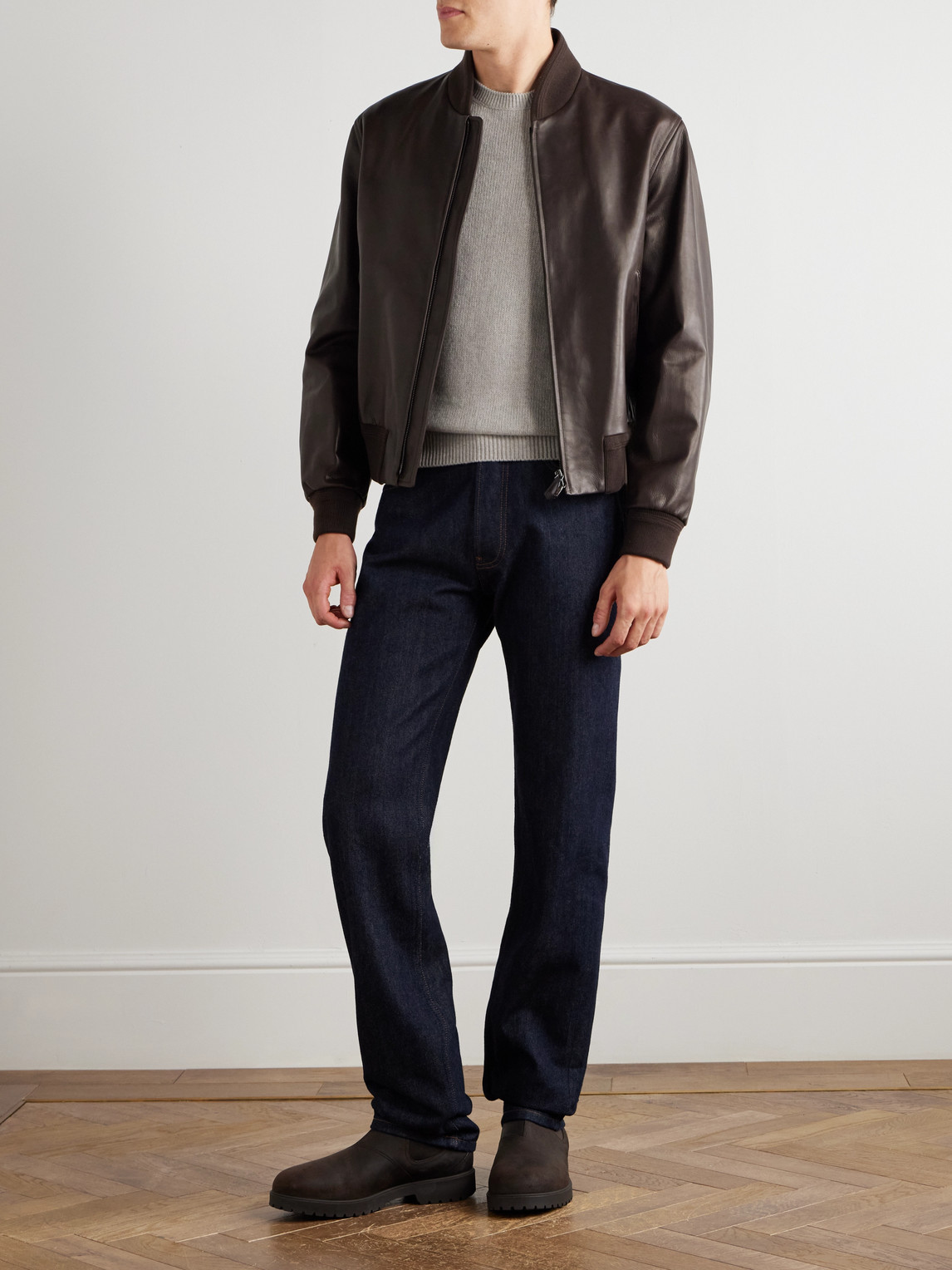 Loro Piana Leather Bomber Jacket
