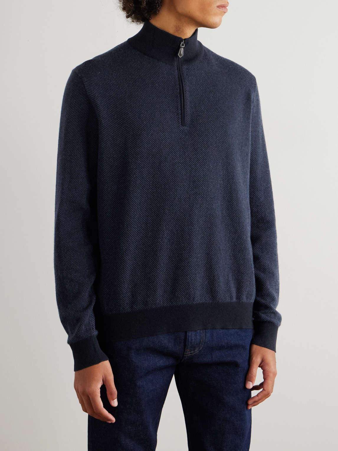 Loro Piana Roadster Cashmere Half-zip Sweater In Blue