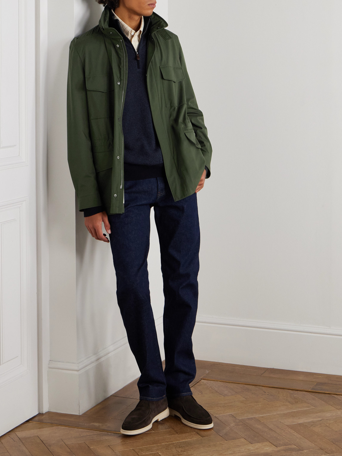 Loro Piana Roadster Cashmere Half-zip Sweater In Blue