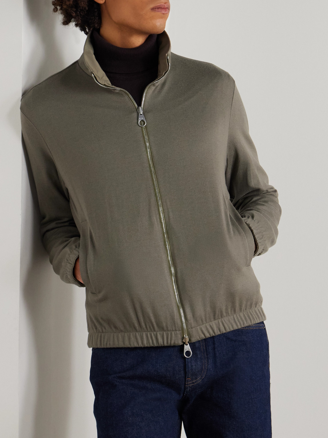 Loro Piana Reversible Windmate® Storm System® Nylon And Cashmere Blouson Jacket In Green