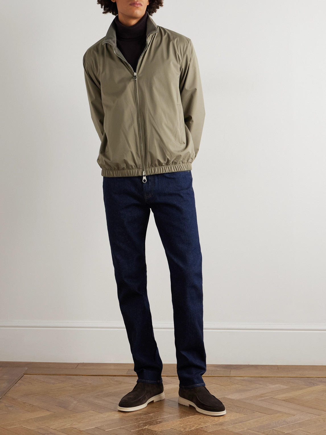Loro Piana Reversible Windmate® Storm System® Nylon And Cashmere Blouson Jacket In Green