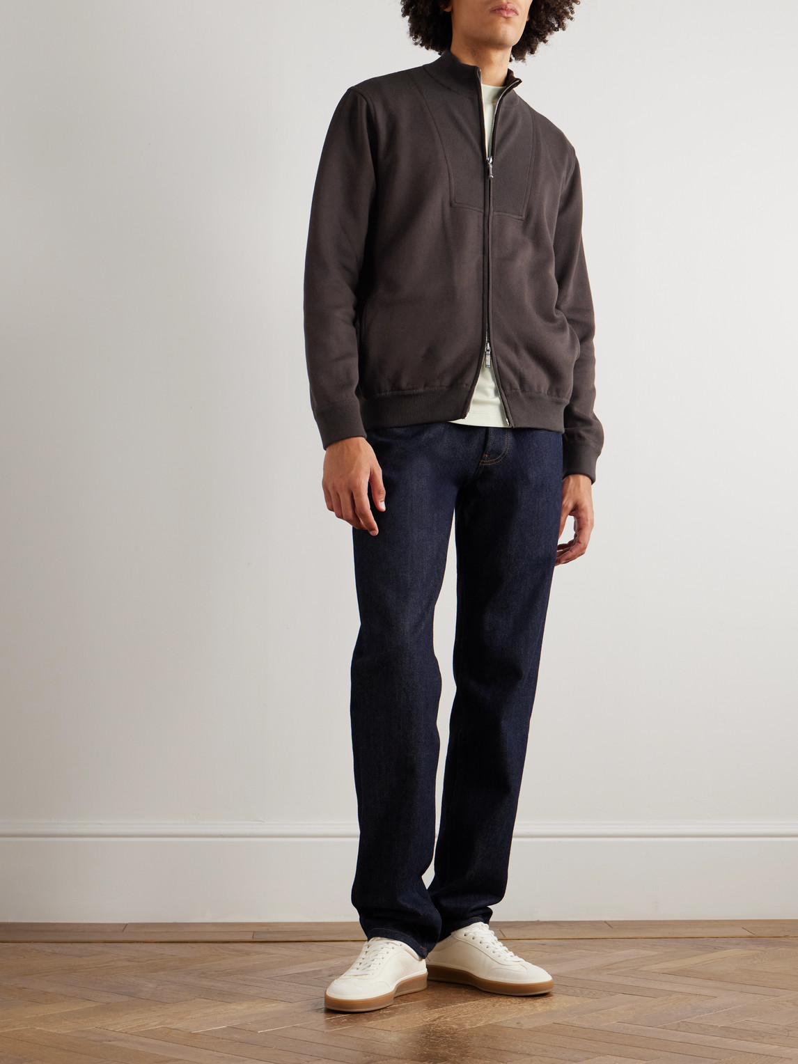 Loro Piana Whitney Ribbed Cotton, Silk And Cashmere-blend Sweater In Brown