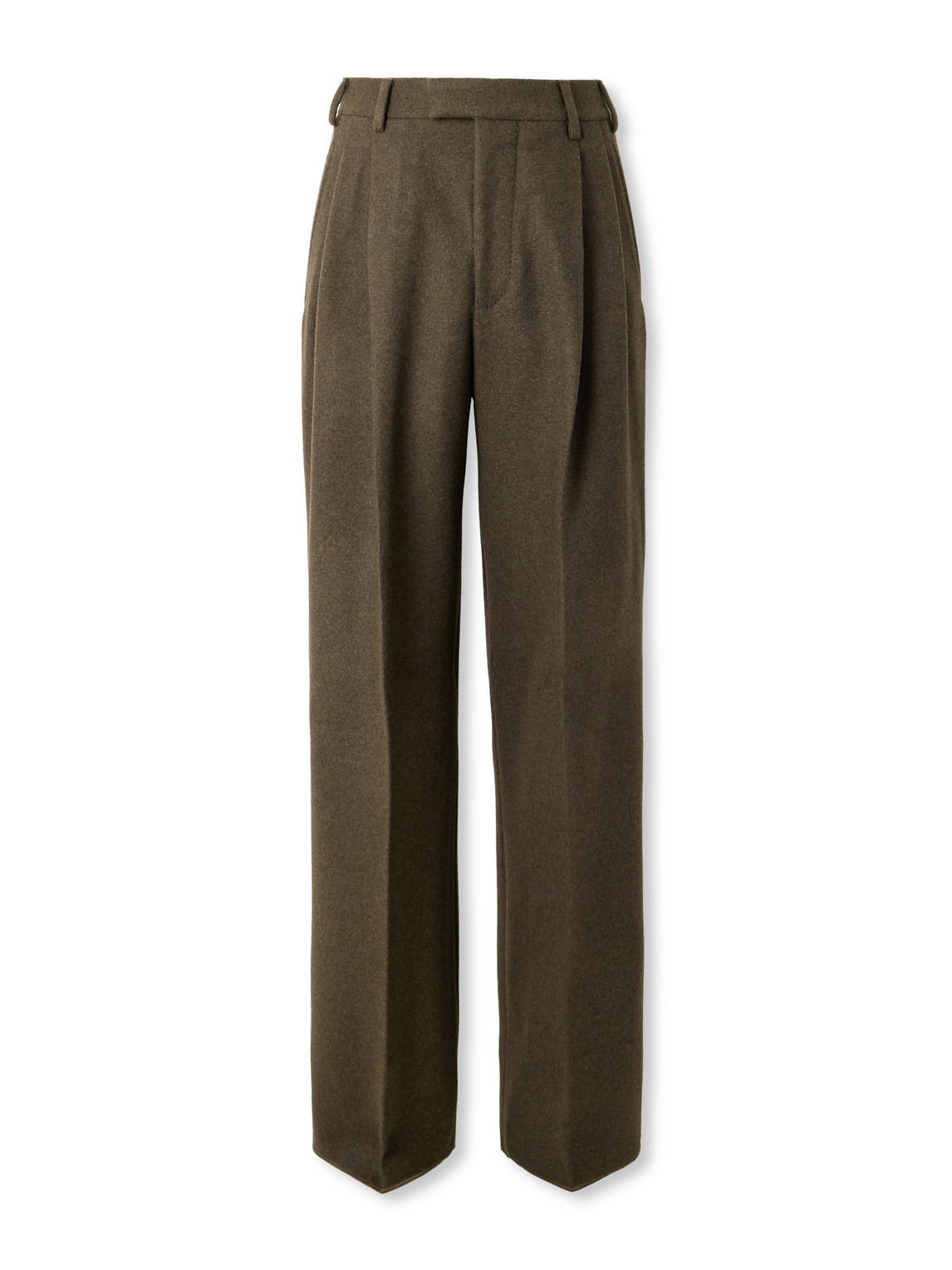 Loro Piana Hubert Pleated Wool And Cashmere-blend Wide-leg Trousers In Brown