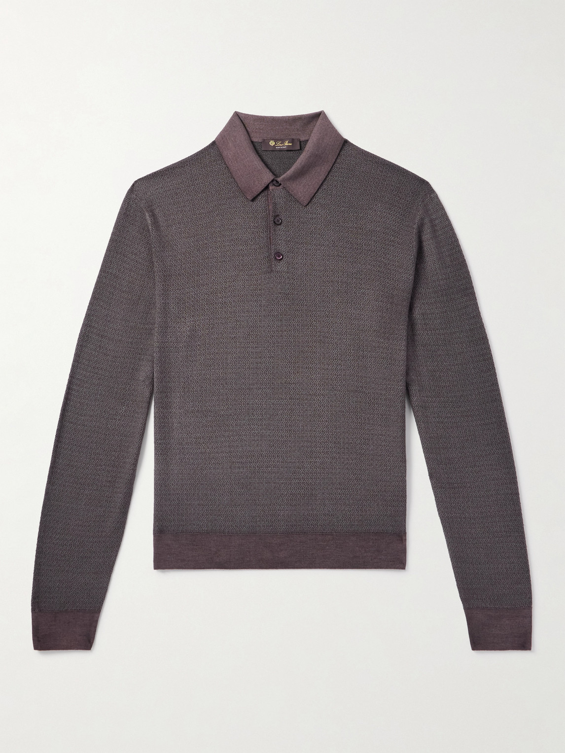 Loro Piana Loro Piana - Jacquard-Knit Wool and Silk-Blend Polo Shirt - Men - Brown - S aus 65% Virgin Wool 35% Silk in Brown