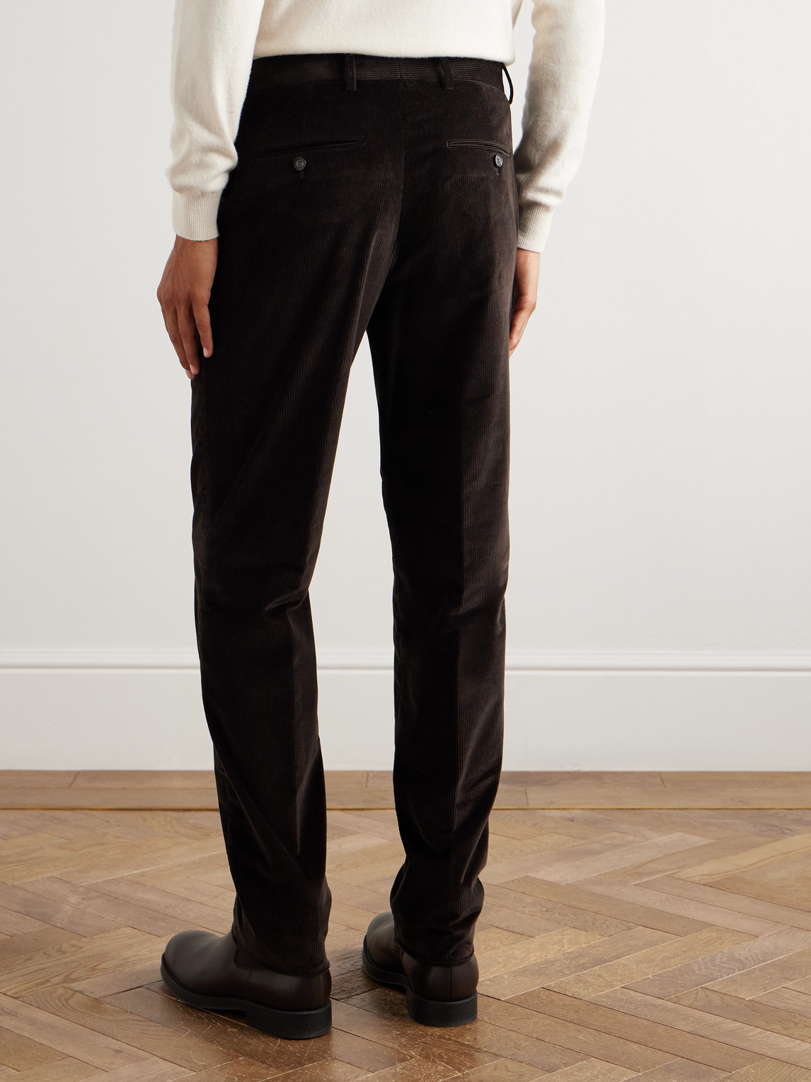 Loro Piana Jarno Hamptons Straight-leg Cotton-corduroy Trousers In Black