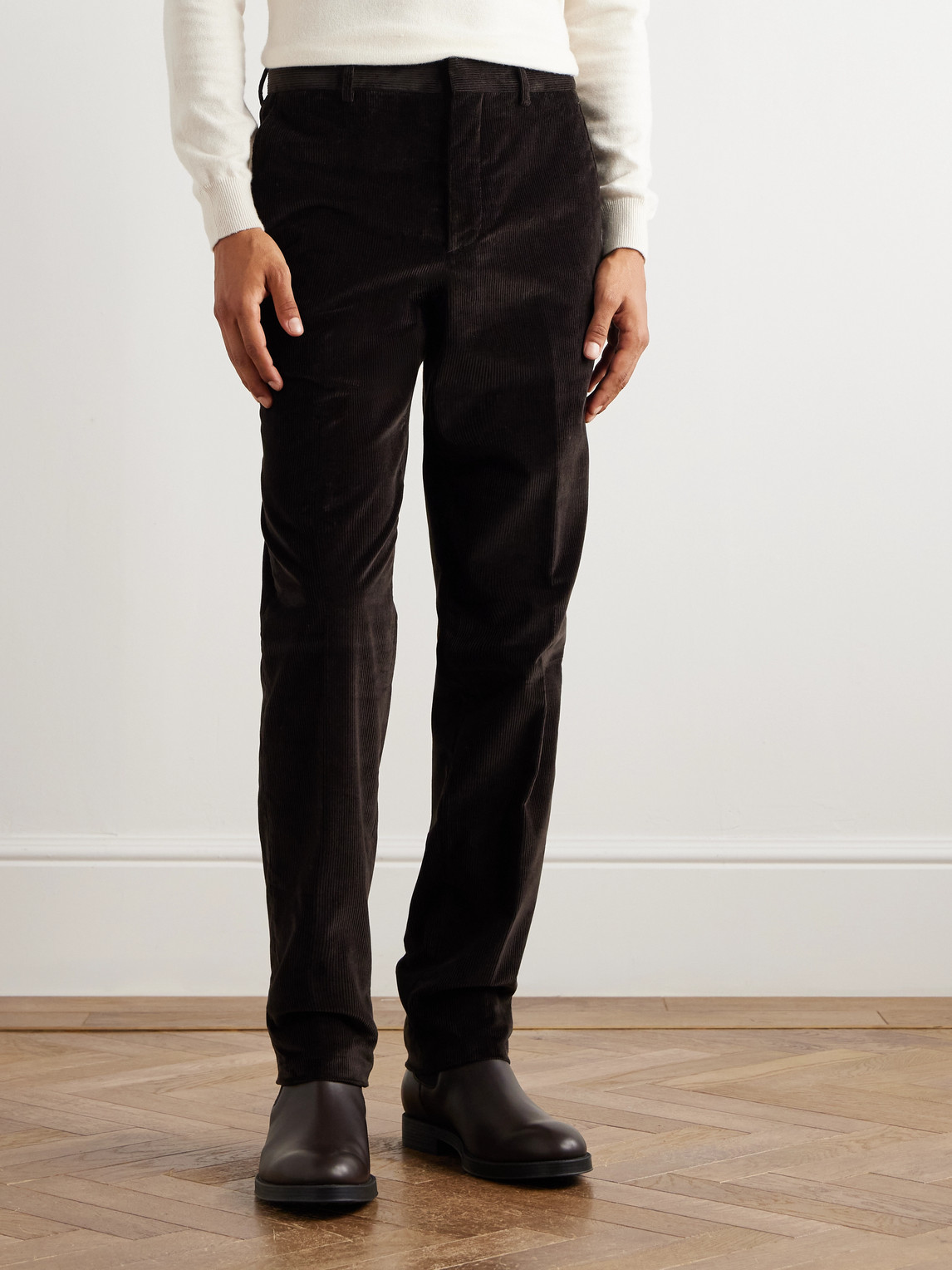 Loro Piana Jarno Hamptons Straight-leg Cotton-corduroy Trousers In Black