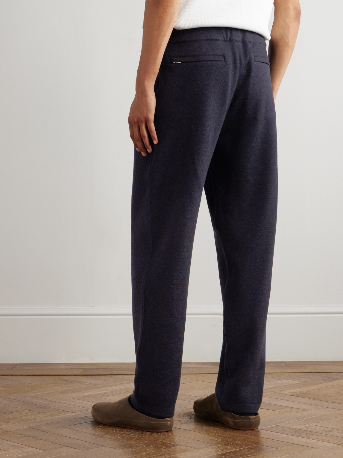 Loro Piana Rio Cashmere-blend Jersey Drawstring Trousers In Blue