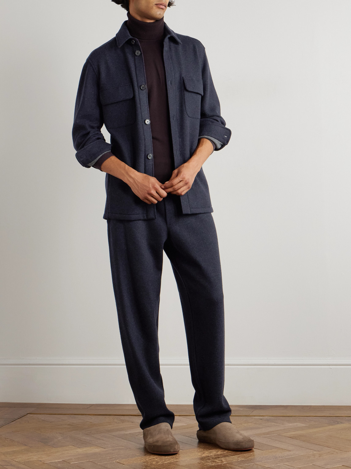Loro Piana Rio Cashmere-blend Jersey Drawstring Trousers In Blue