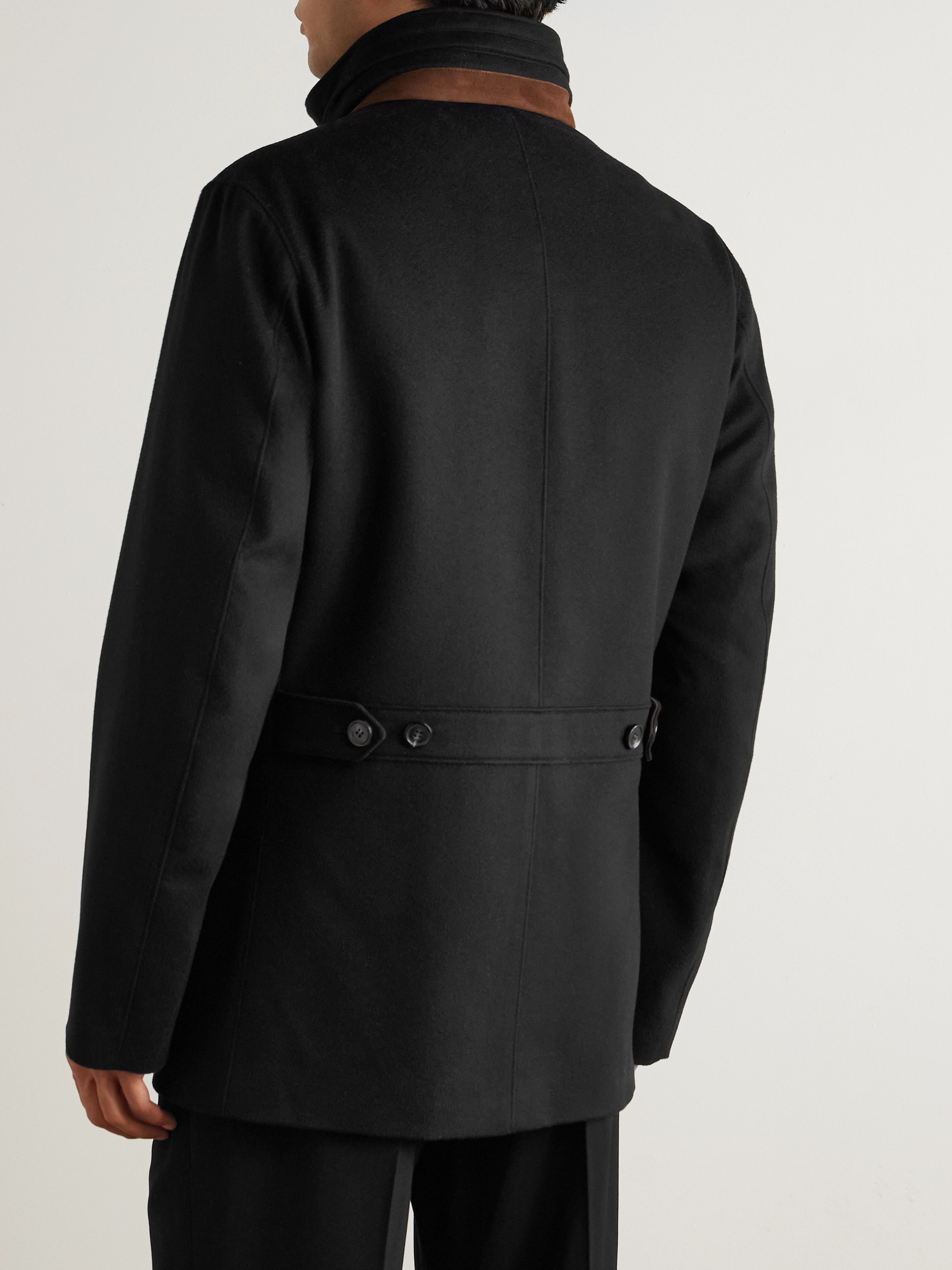 Suede-Trimmed Storm System® Cashmere Hooded Coat — Image 4