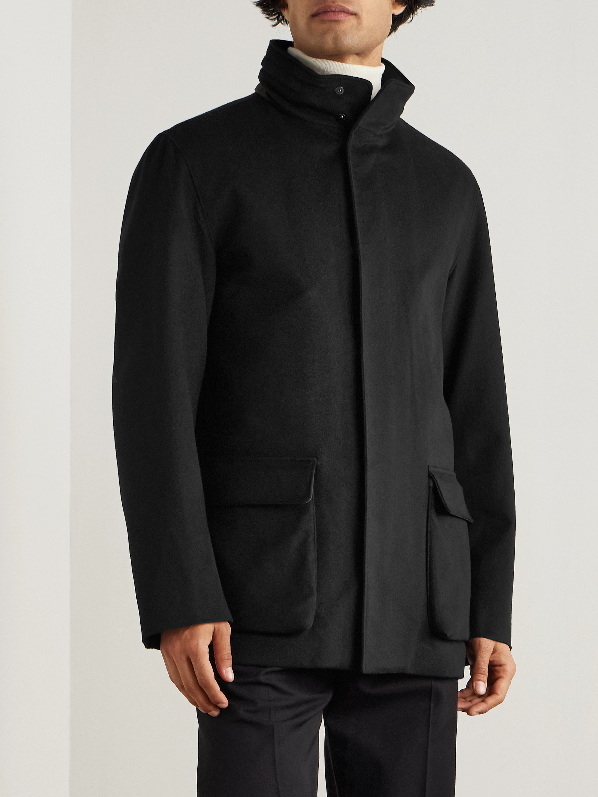Suede-Trimmed Storm System® Cashmere Hooded Coat — Image 3
