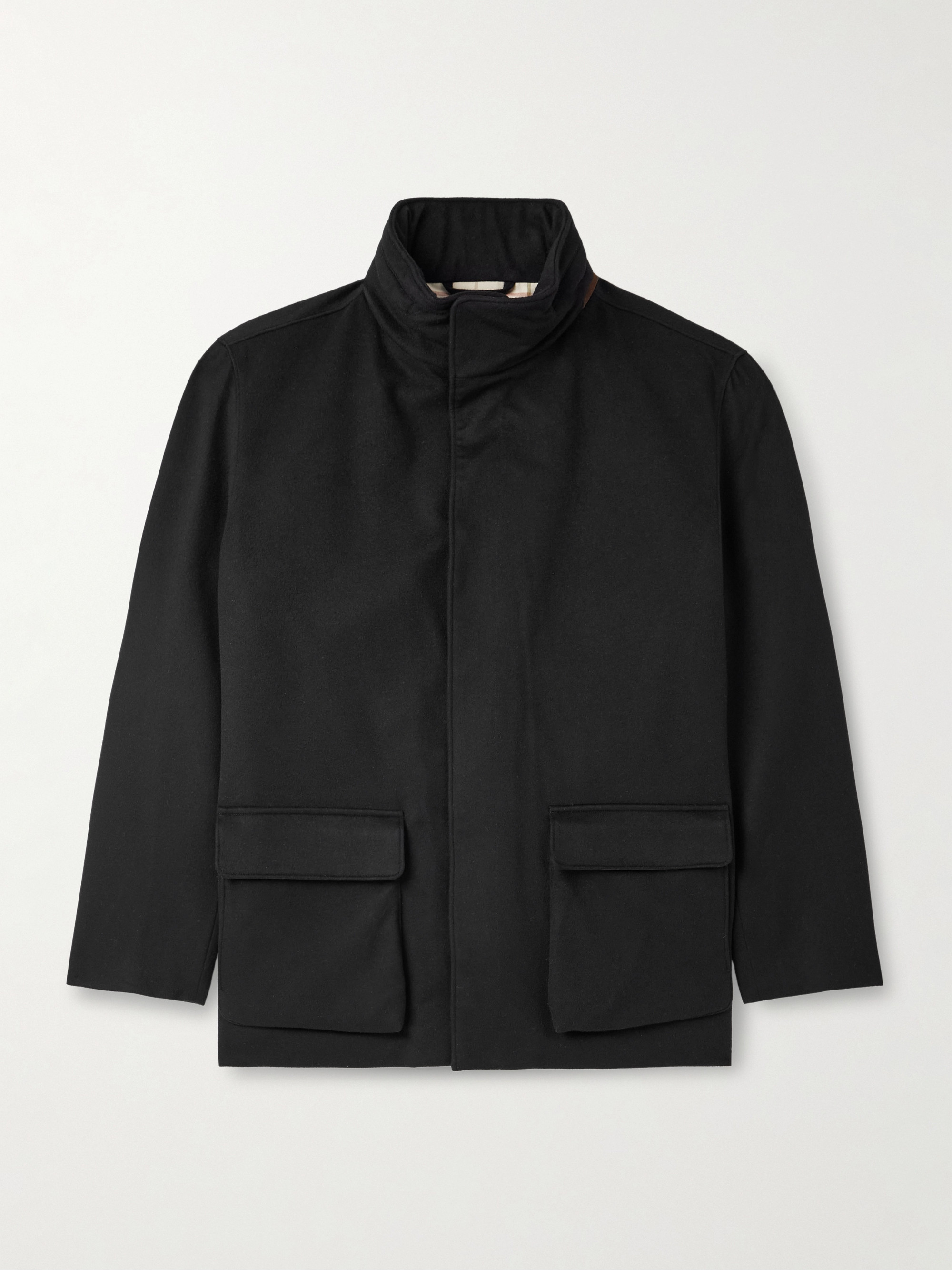 Suede-Trimmed Storm System® Cashmere Hooded Coat - Image 1