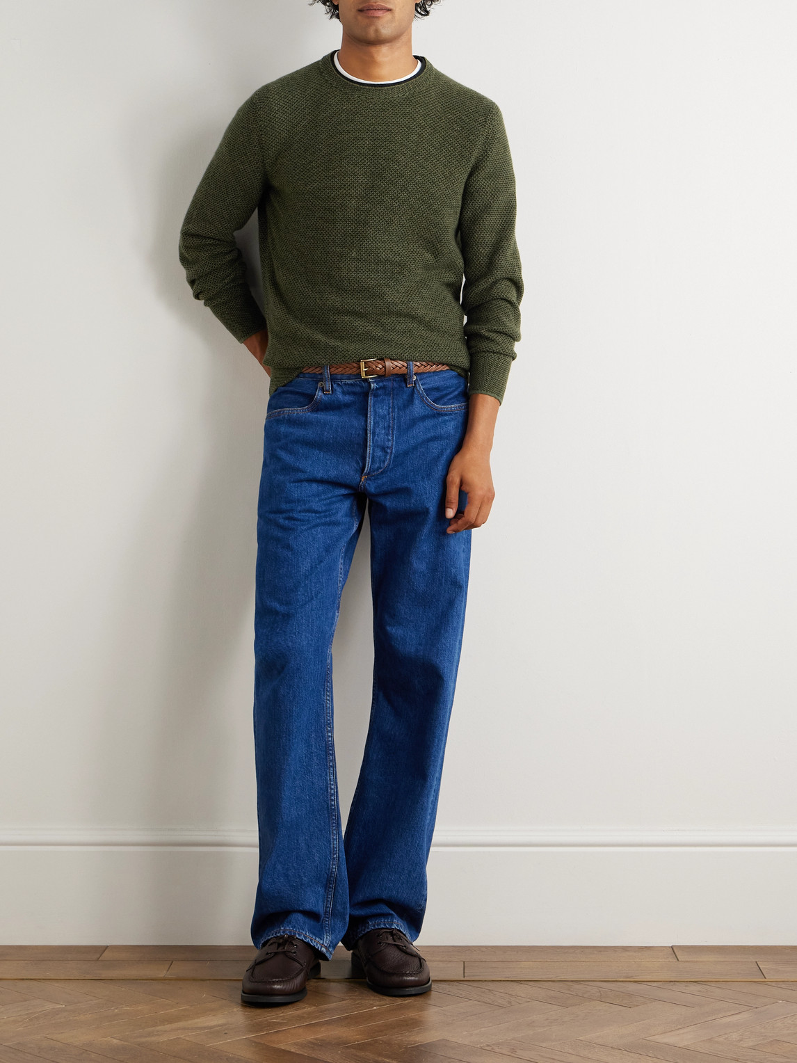 Loro Piana Varallo Honeycomb-knit Baby Cashmere Sweater In Green