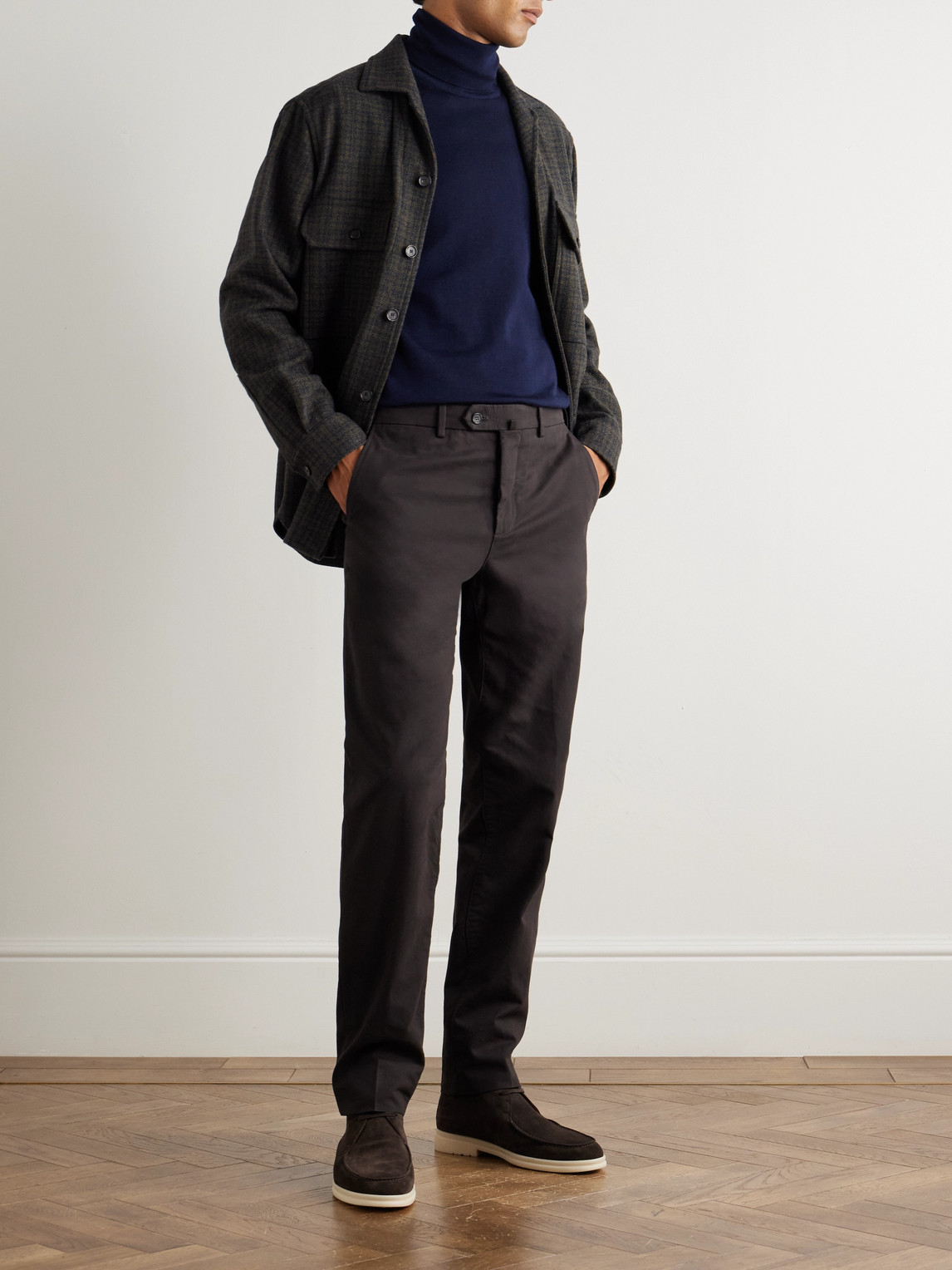 Loro Piana Carlo Hyannis Tapered Cotton-blend Trousers In Black