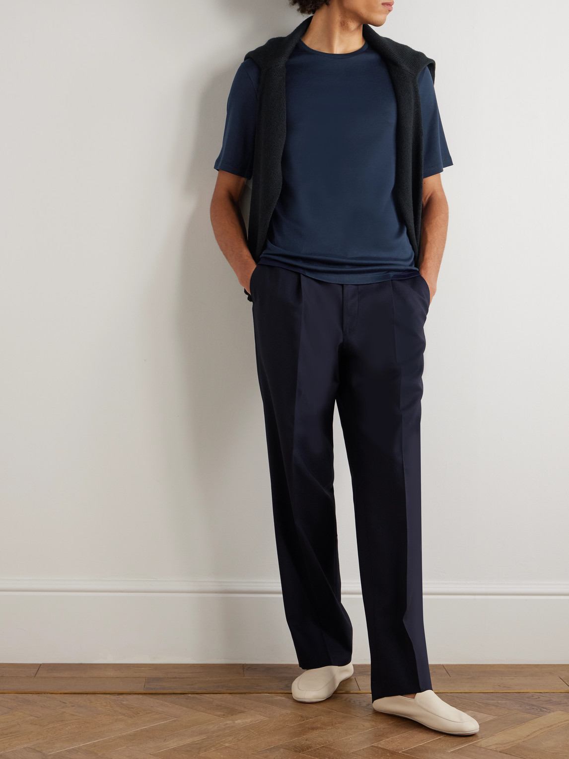 Loro Piana Tremezzo Sea Island Cotton-jersey T-shirt In Blue
