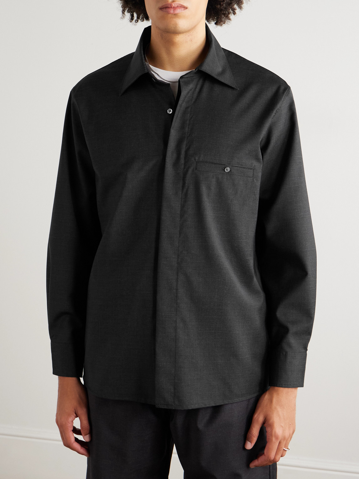 Saman Amel Wool Overshirt In Gray