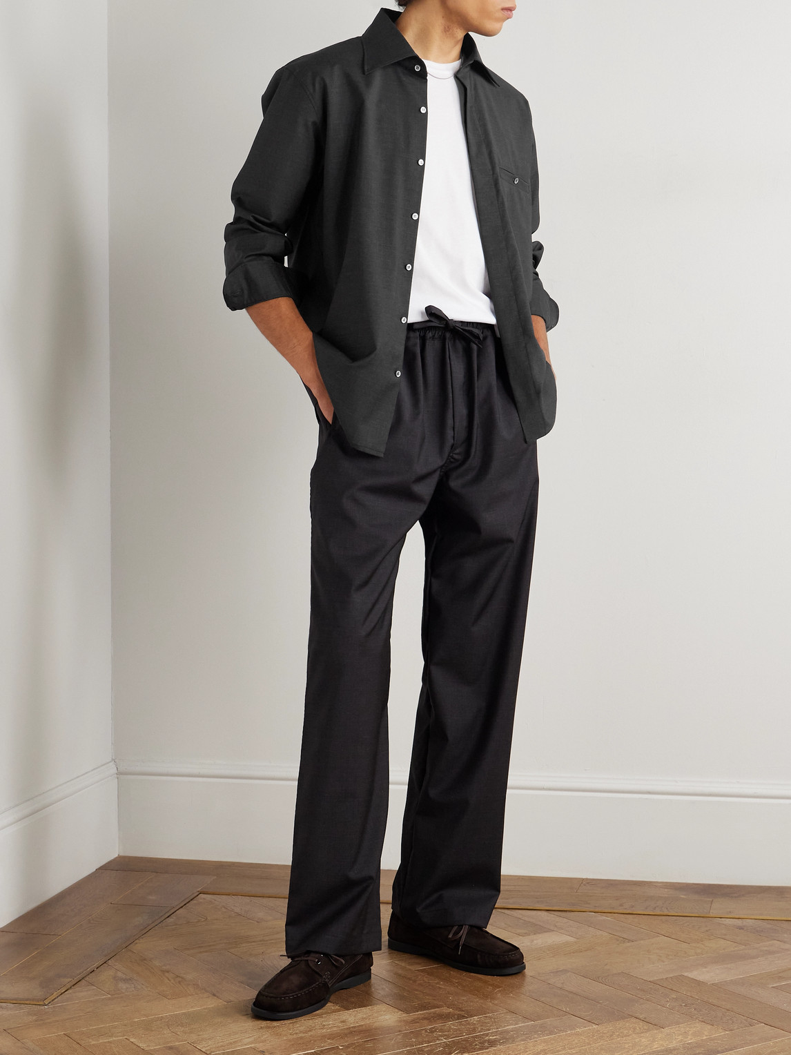 Saman Amel Wool Overshirt In Gray