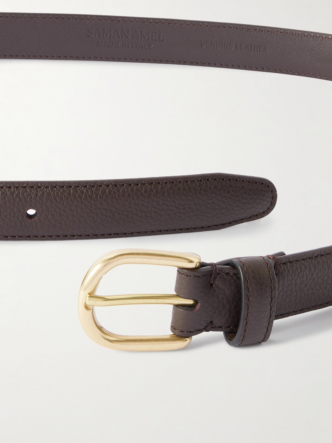 Saman Amel Cardon 2.5cm Full-grain Leather Belt In Black