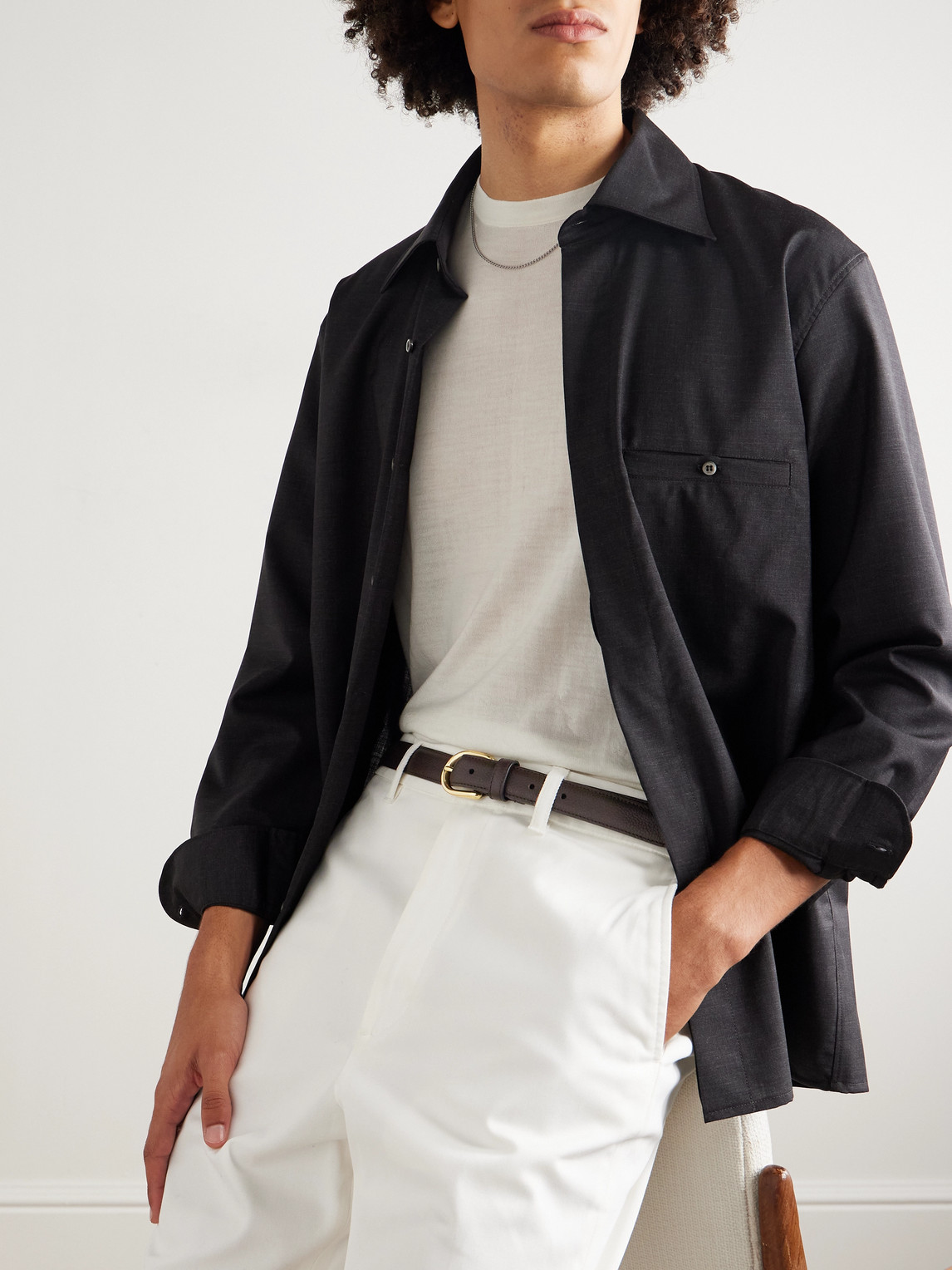 Saman Amel Cardon 2.5cm Full-grain Leather Belt In Black