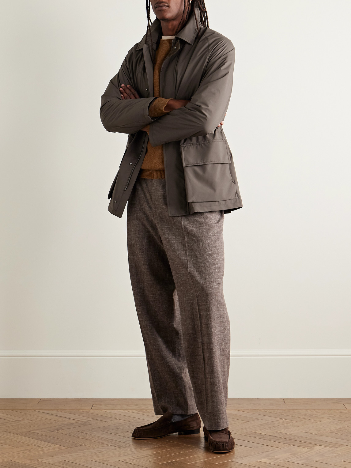 Saman Amel City Nylon Jacket In Brown