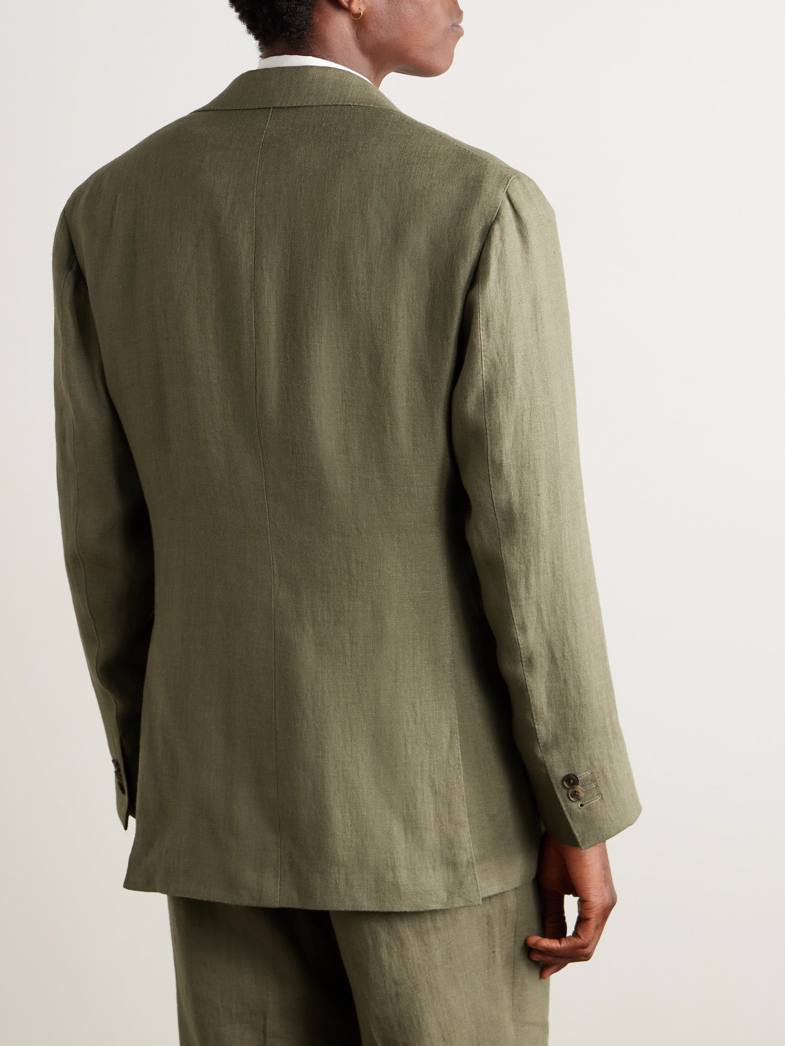 Saman Amel Unstructured Linen Suit Jacket In Green