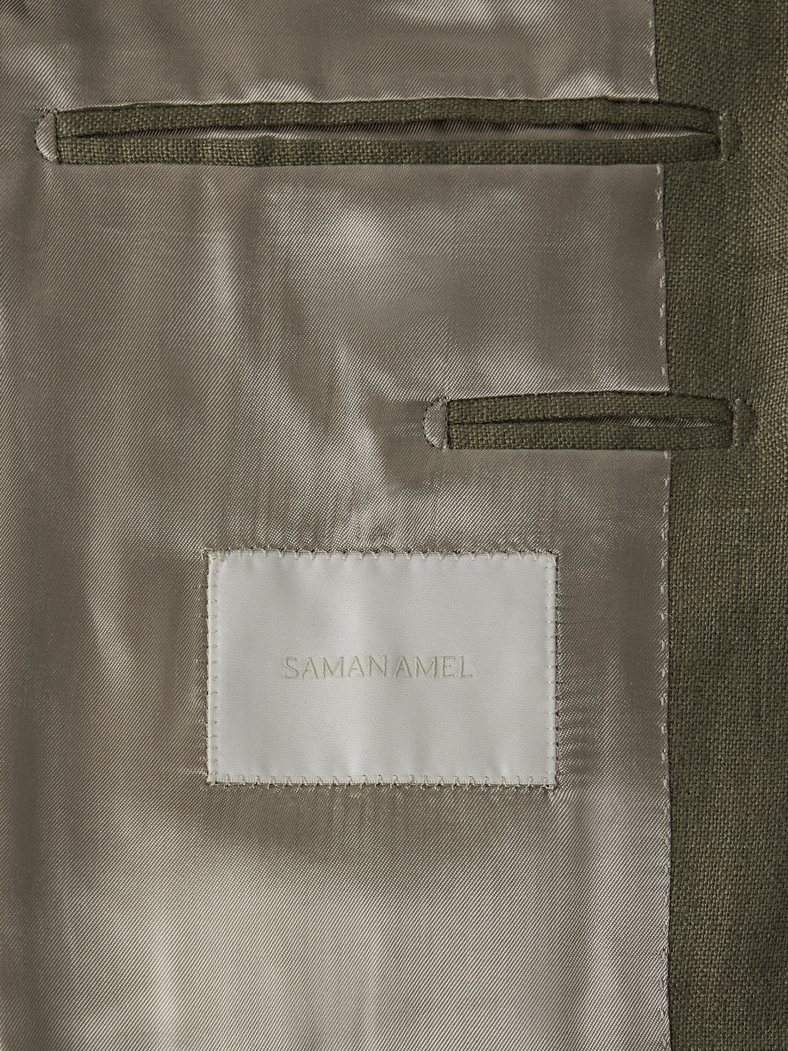 Saman Amel Unstructured Linen Suit Jacket In Green
