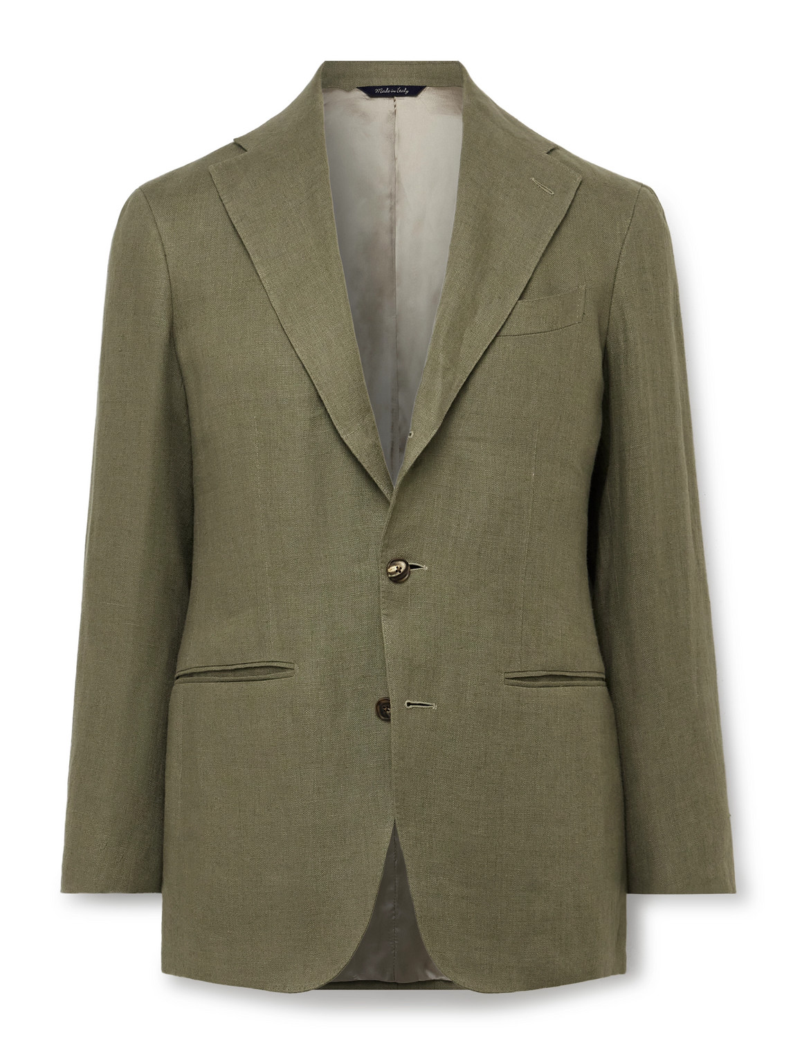 Saman Amel Unstructured Linen Suit Jacket In Green