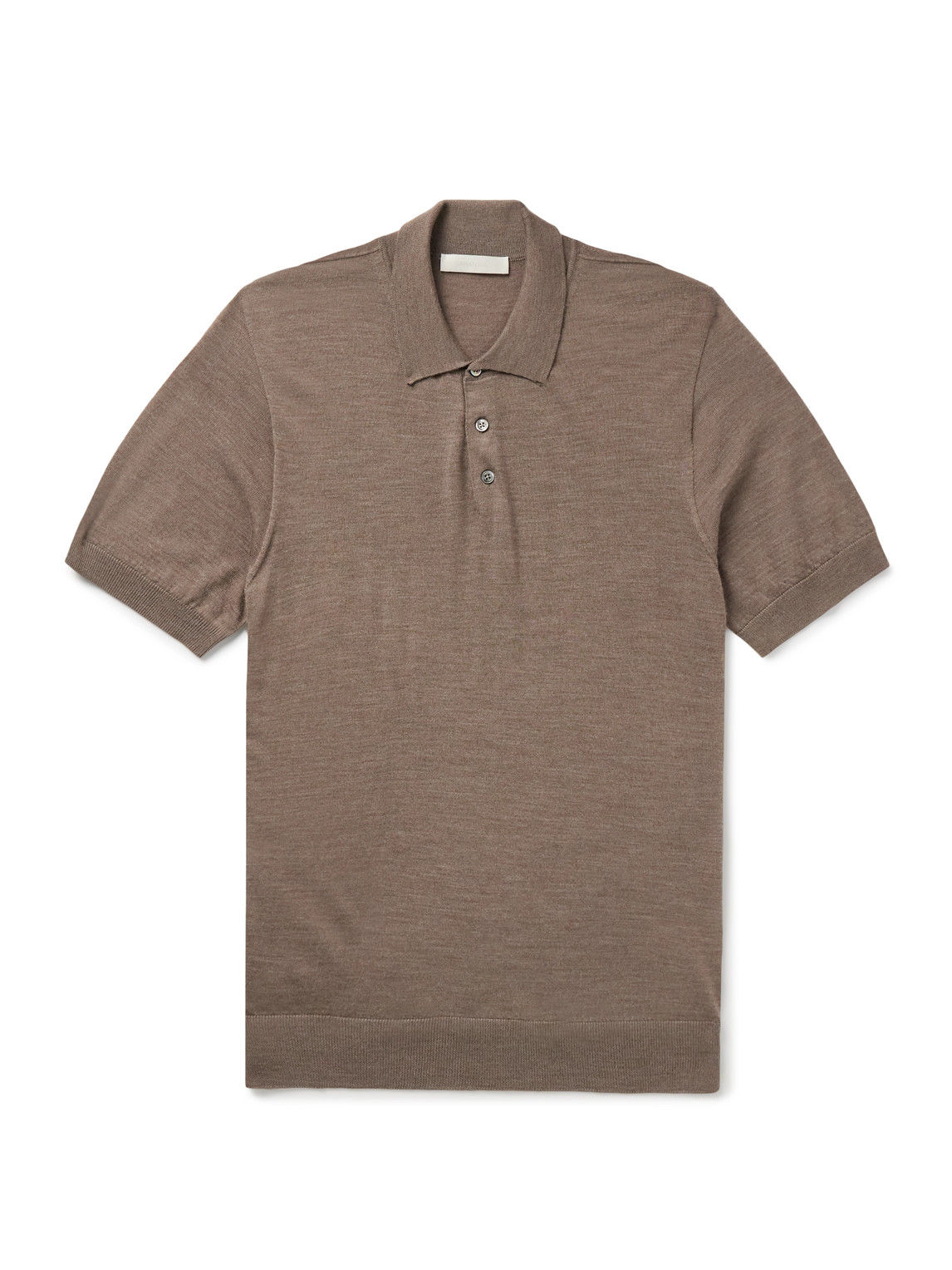 Saman Amel Slim-fit Wool Polo Shirt In Brown