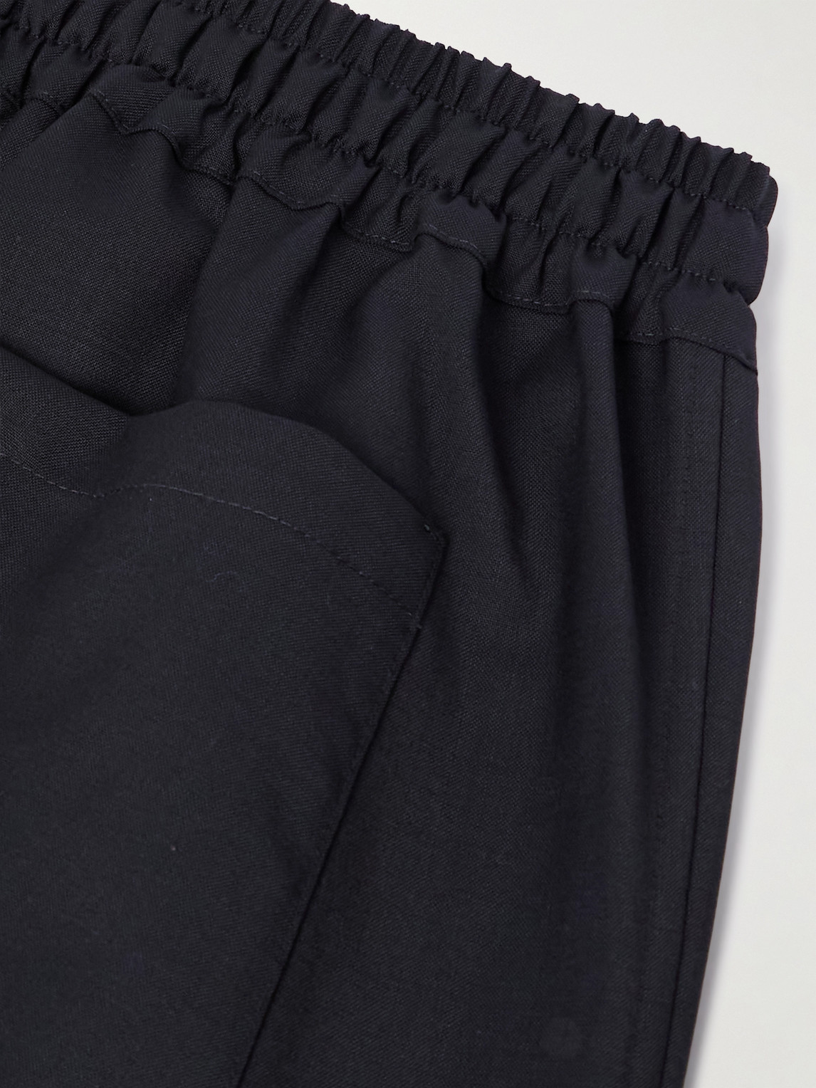 Saman Amel Straight-leg Wool Drawstring Shorts In Blue