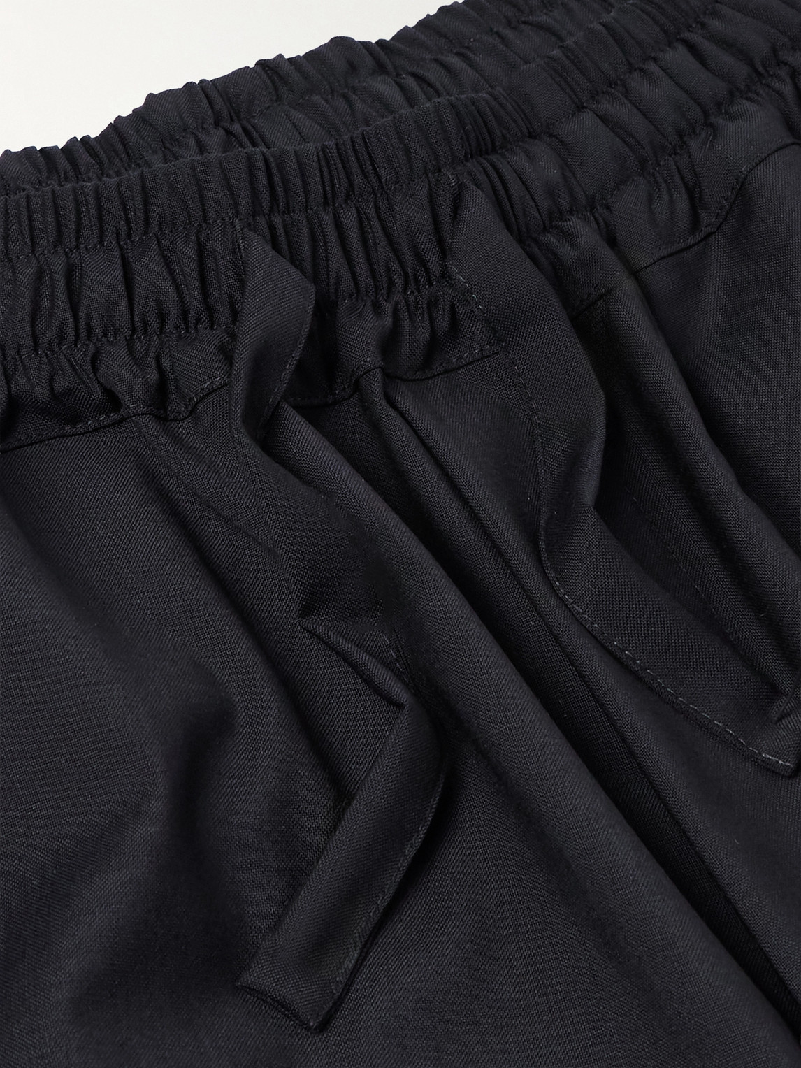 Saman Amel Straight-leg Wool Drawstring Shorts In Blue