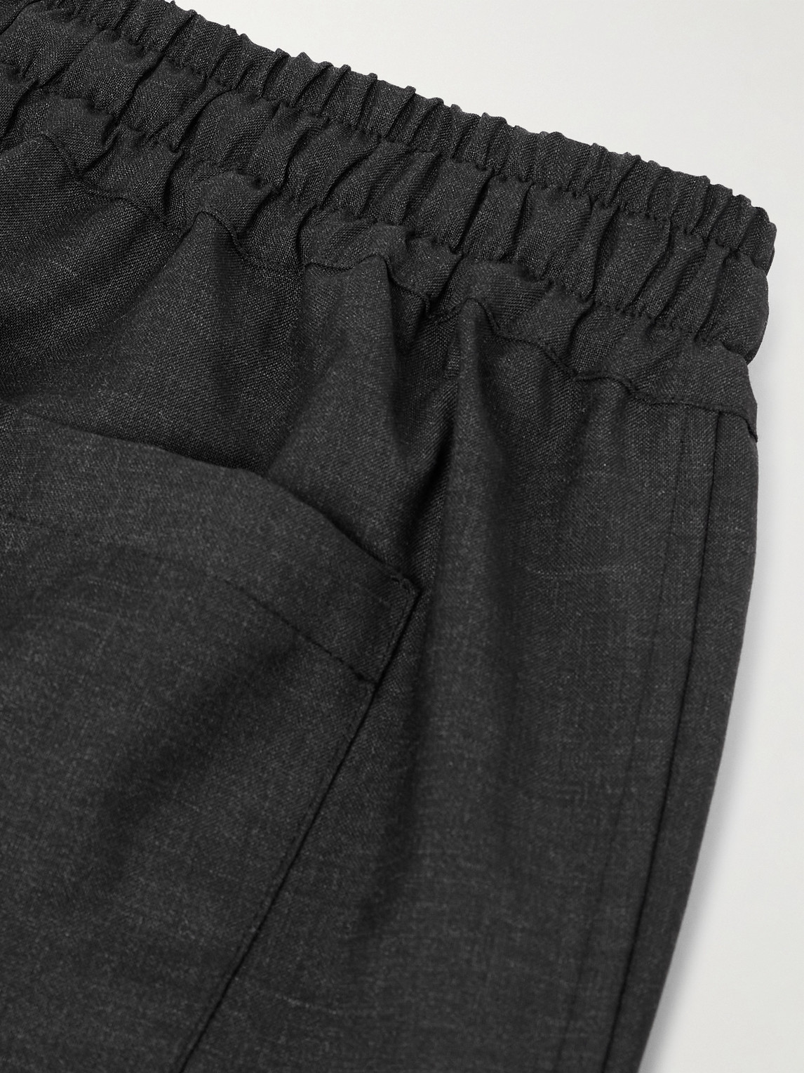 Saman Amel Straight-leg Wool Drawstring Trousers In Gray