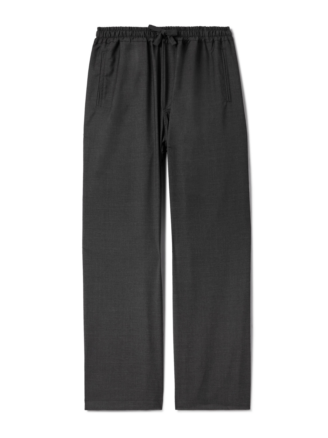 Saman Amel Straight-leg Wool Drawstring Trousers In Gray