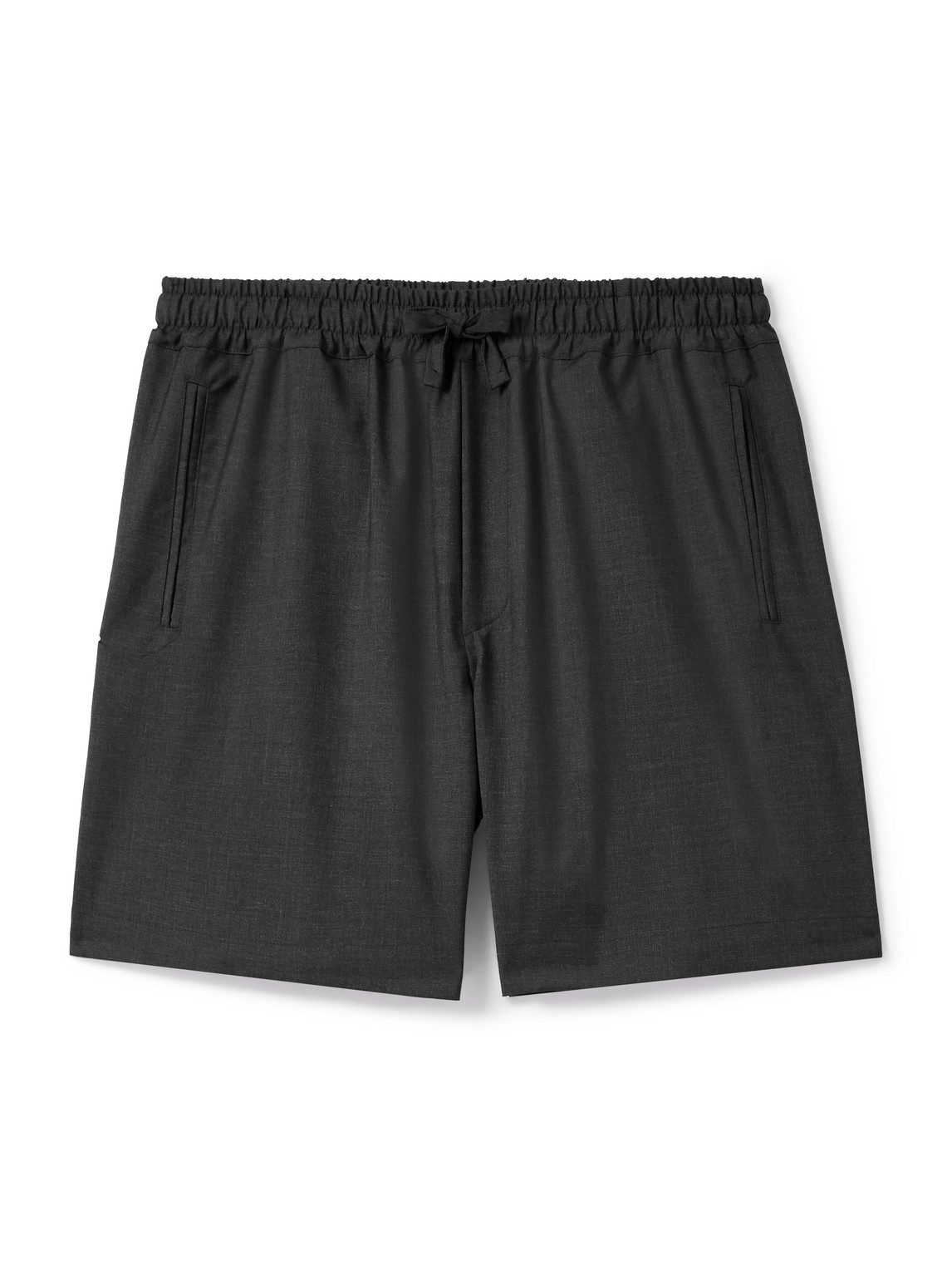 Saman Amel Straight-leg Wool Drawstring Shorts In Gray