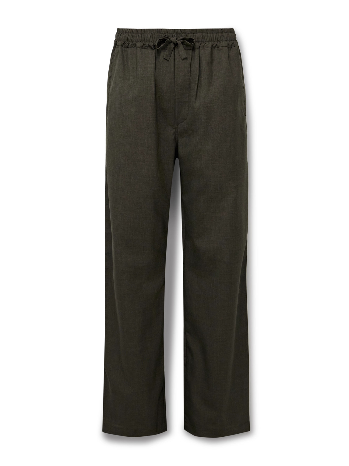 Saman Amel Straight-leg Wool Drawstring Trousers In Animal Print